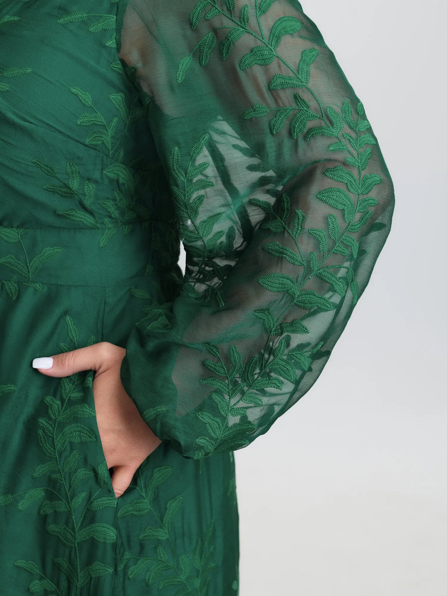 Floral Embroidered Layered Hem Midi Dress sold by Bloomchic product image thumbnail 4