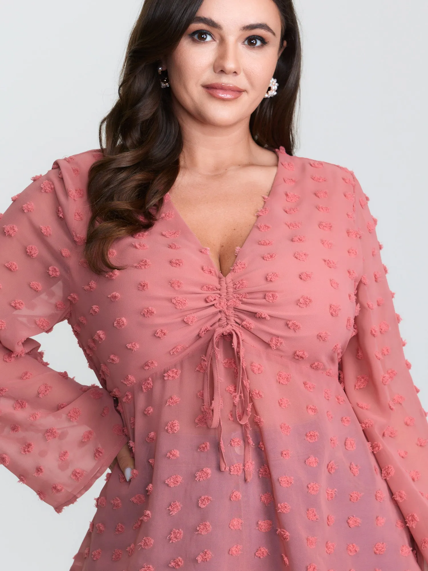 Textured Ruched Bodice Flared Blouse sold by Bloomchic product image thumbnail 2