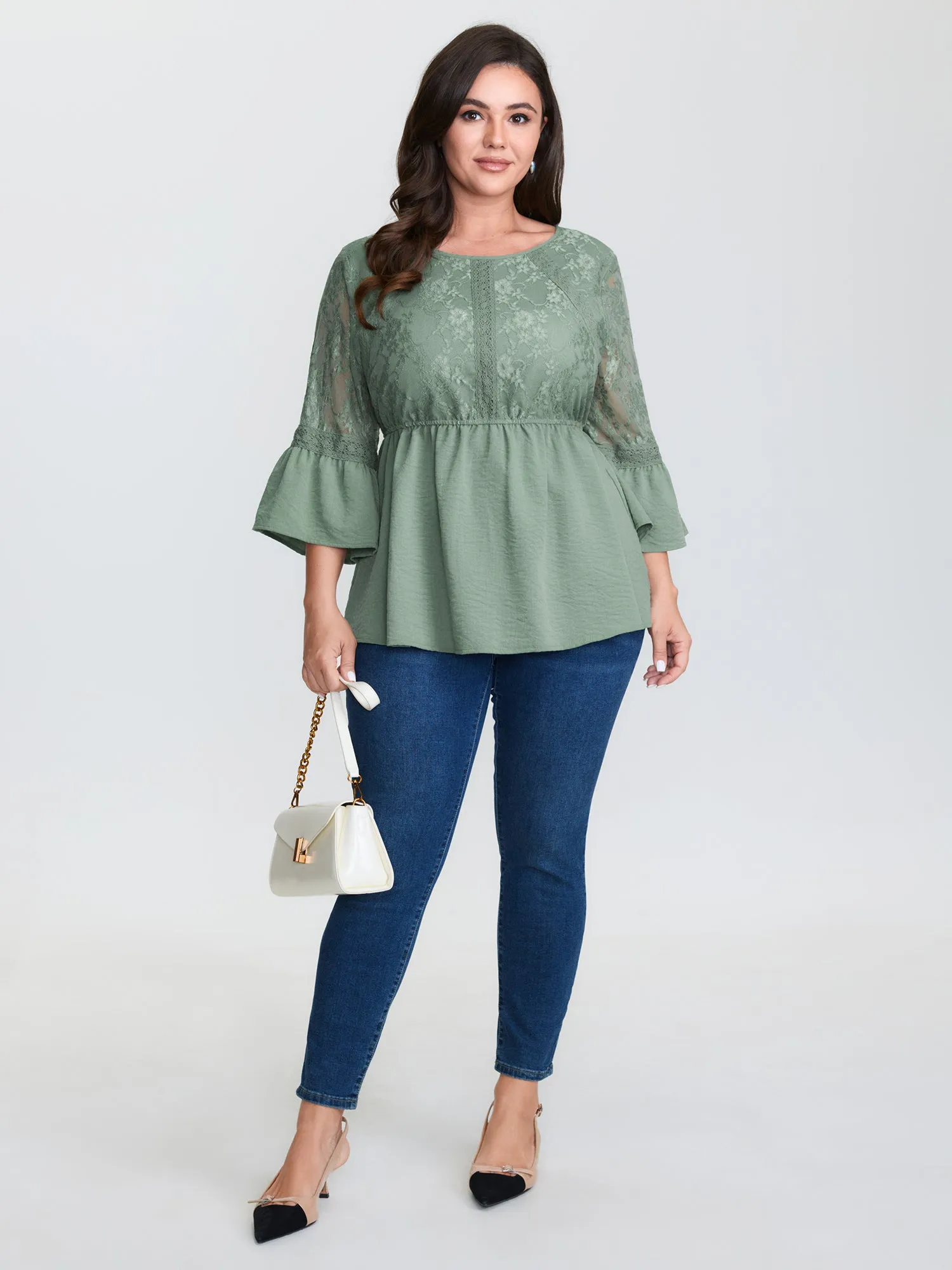 Textured Floral Lace Patchwork Blouse sold by Bloomchic product image thumbnail 3