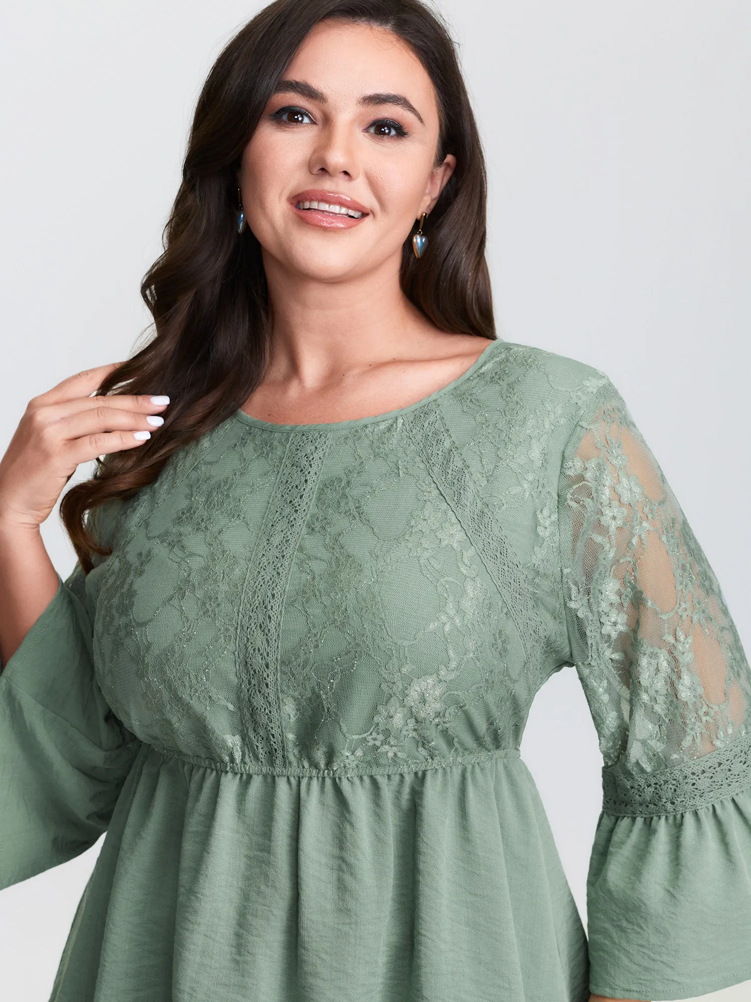 Textured Floral Lace Patchwork Blouse sold by Bloomchic product image thumbnail 2