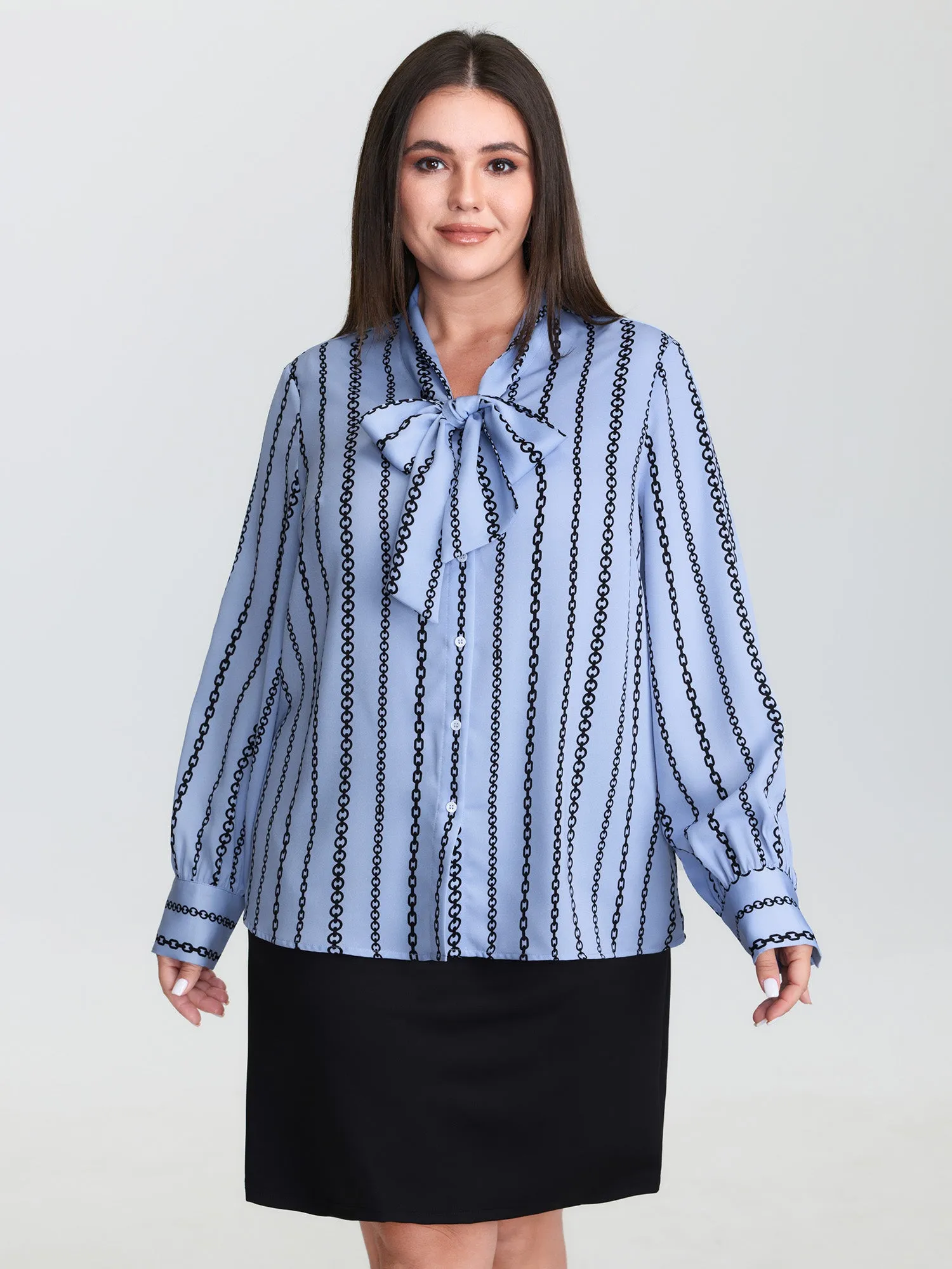 Loop Striped Bow-Tie Neckline Blouse sold by Bloomchic product image thumbnail 3