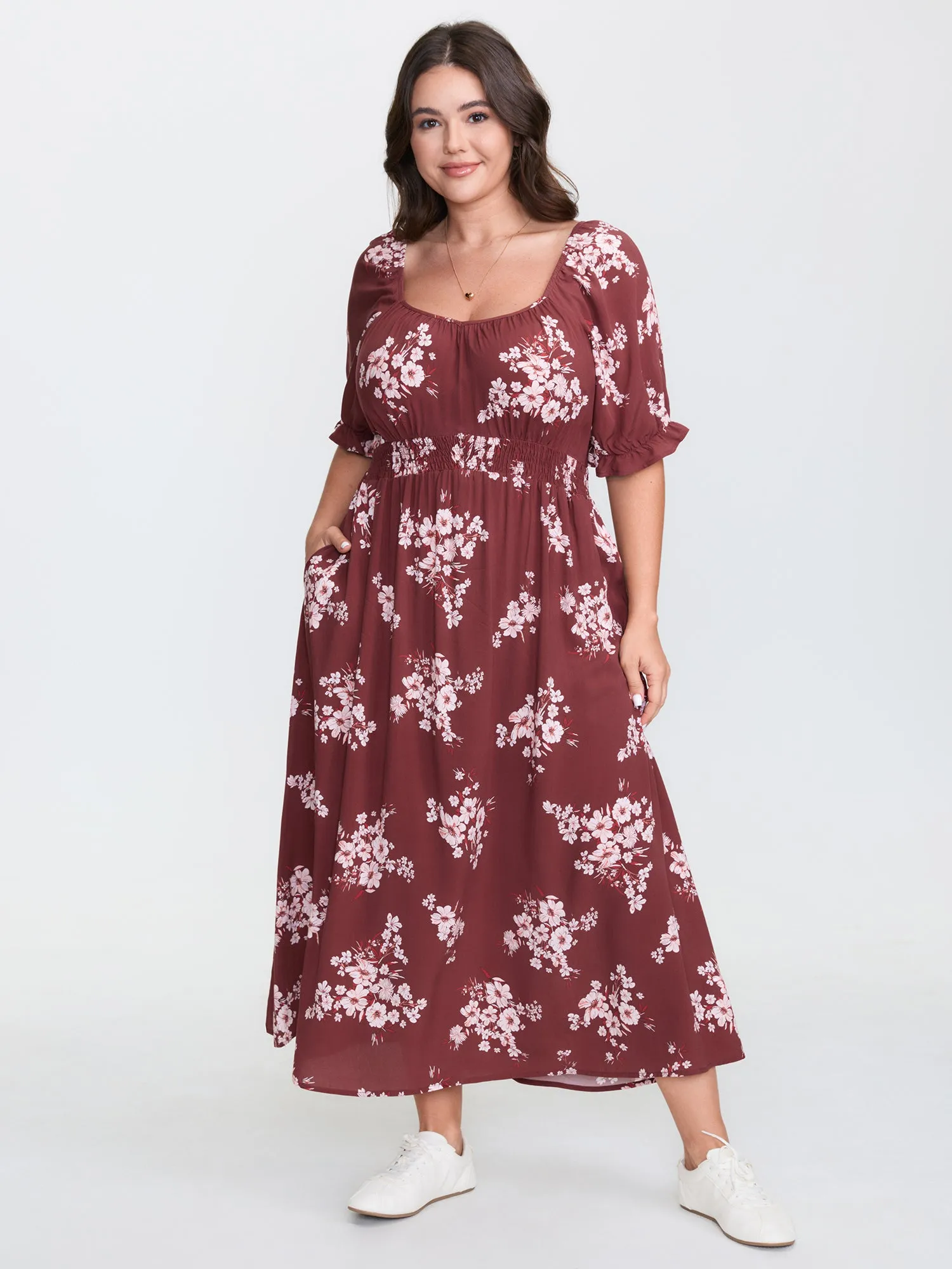 Floral Print Shirred Maxi Dress sold by Bloomchic