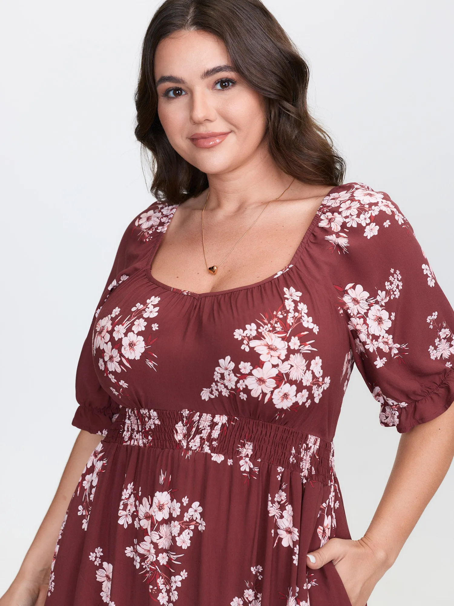 Floral Print Shirred Maxi Dress sold by Bloomchic product image thumbnail 2