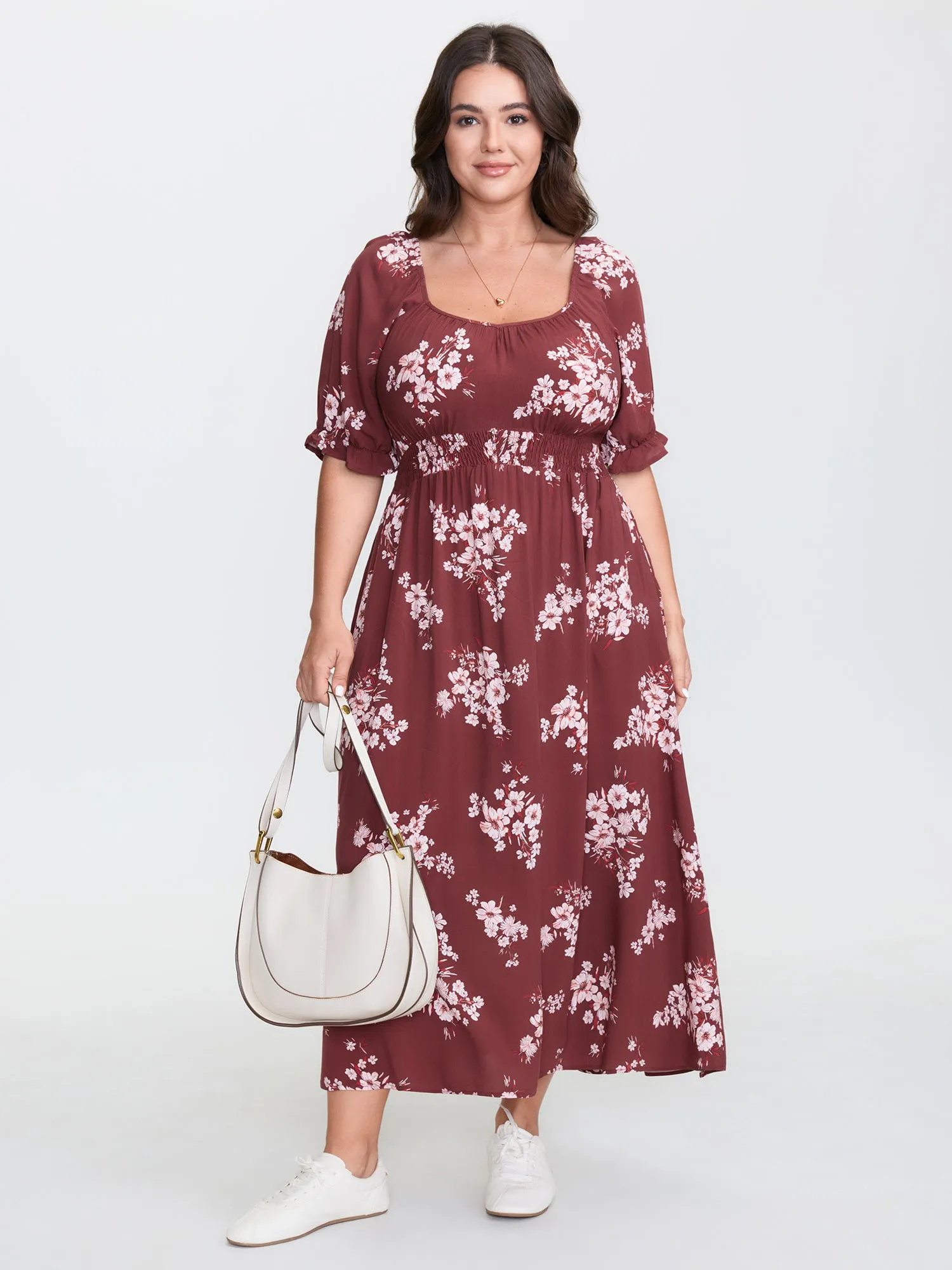 Floral Print Shirred Maxi Dress sold by Bloomchic product image thumbnail 3