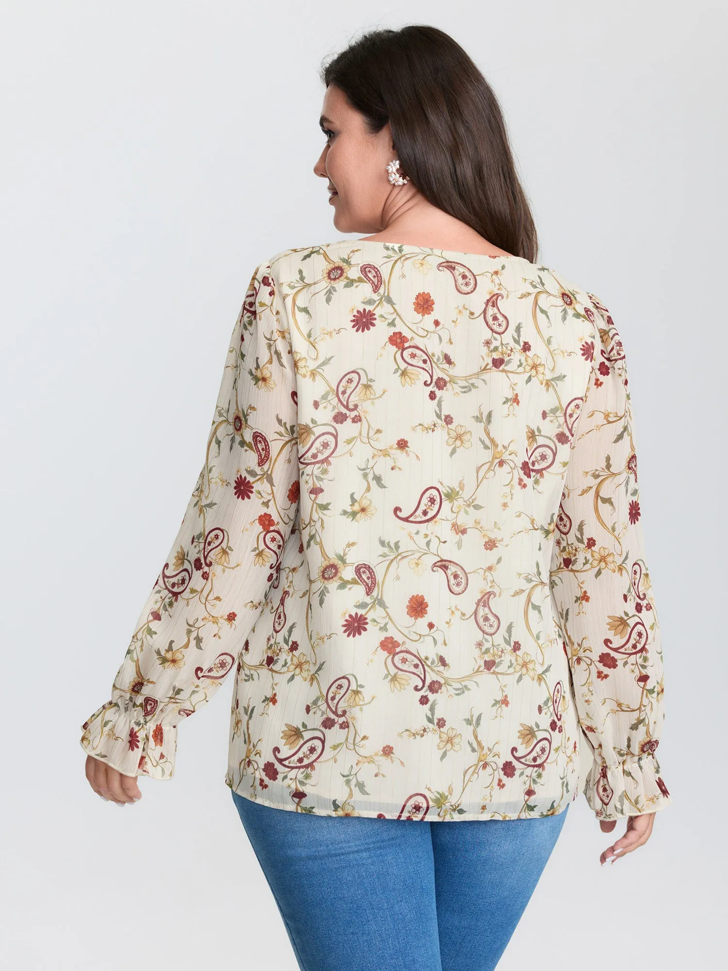 Floral Print Toothpick Pleats Blouse sold by Bloomchic product image thumbnail 5