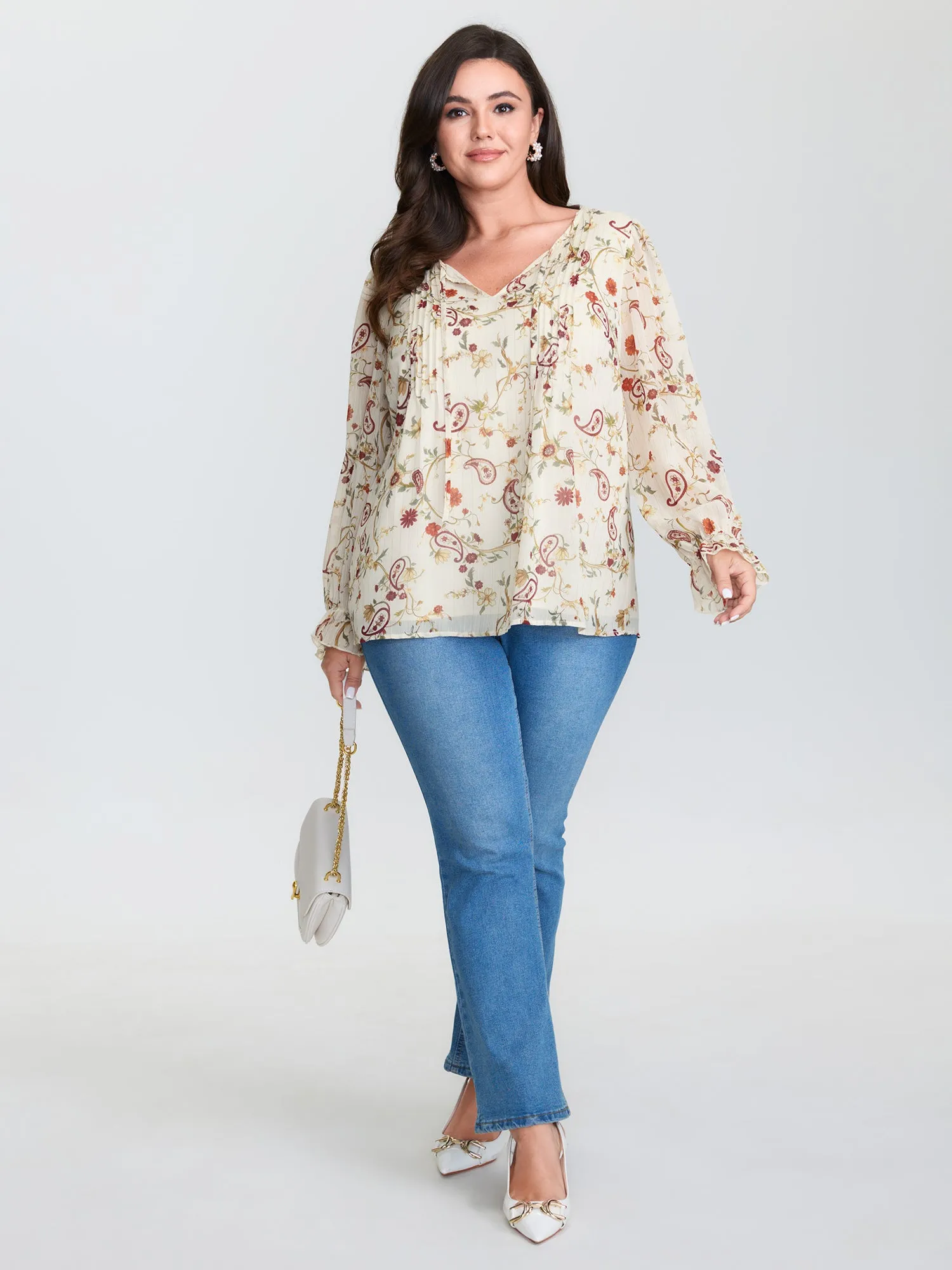 Floral Print Toothpick Pleats Blouse sold by Bloomchic product image thumbnail 3