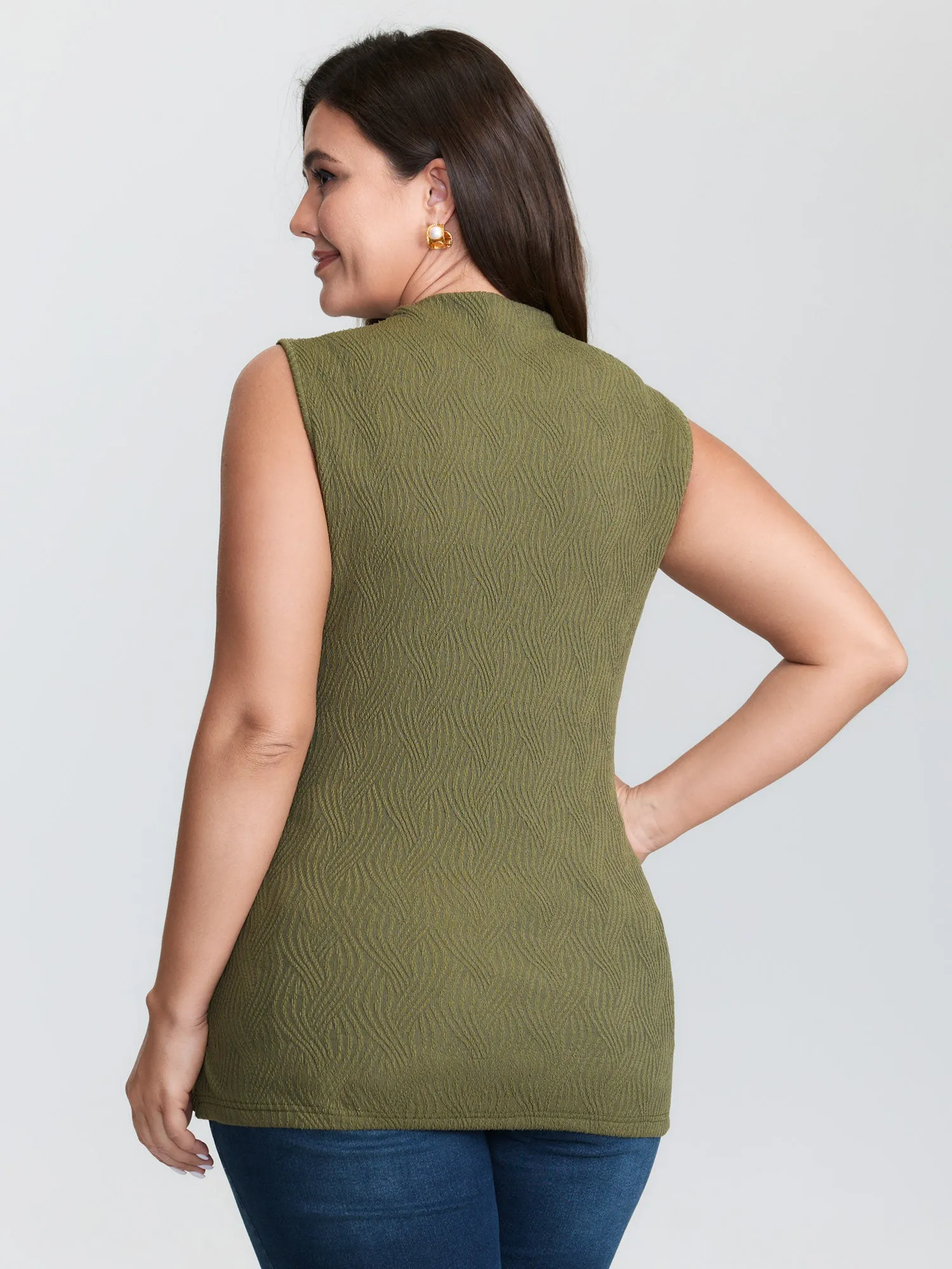 Stretchy Mockneck Ruched Tank Top sold by Bloomchic product image thumbnail 5