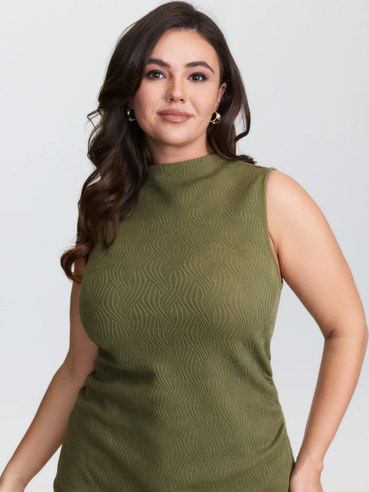 Stretchy Mockneck Ruched Tank Top sold by Bloomchic product image thumbnail 2