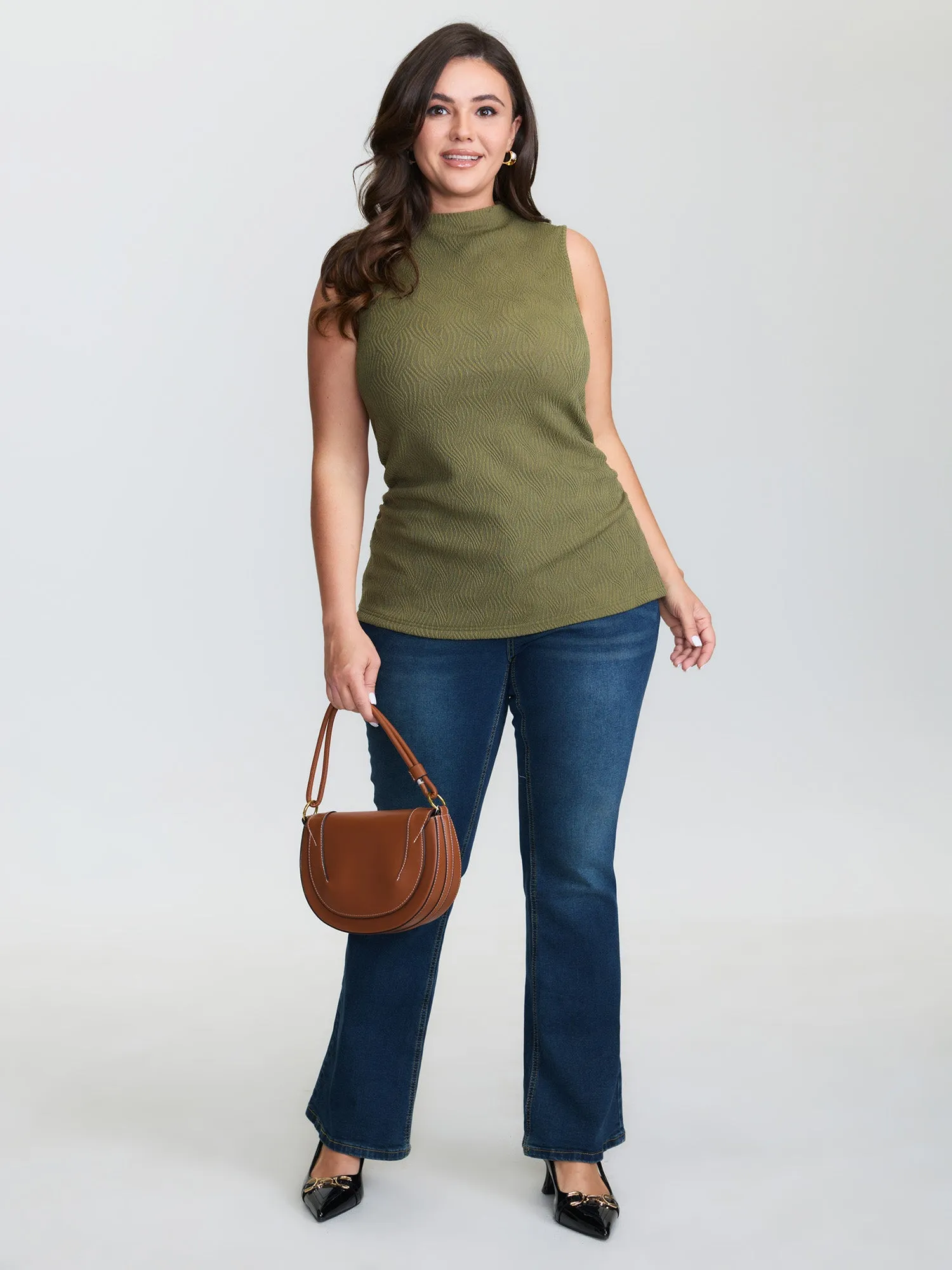 Stretchy Mockneck Ruched Tank Top sold by Bloomchic product image thumbnail 3