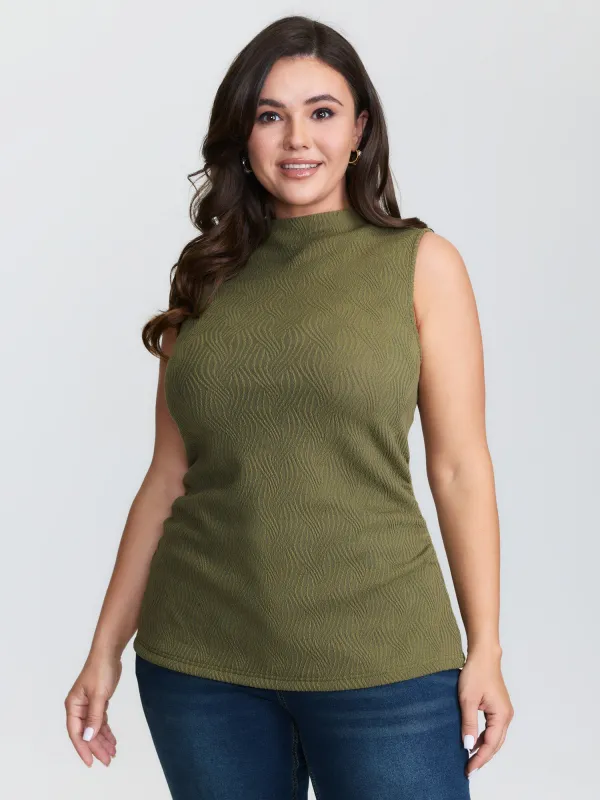 Stretchy Mockneck Ruched Tank Top sold by Bloomchic