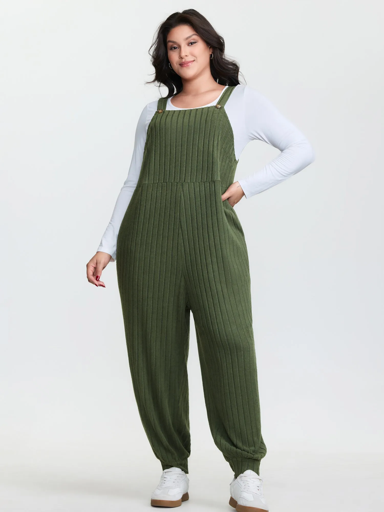 Textured Knit Adjustable Overall Jumpsuit sold by Bloomchic product image thumbnail 2