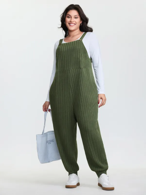 Textured Knit Adjustable Overall Jumpsuit sold by Bloomchic