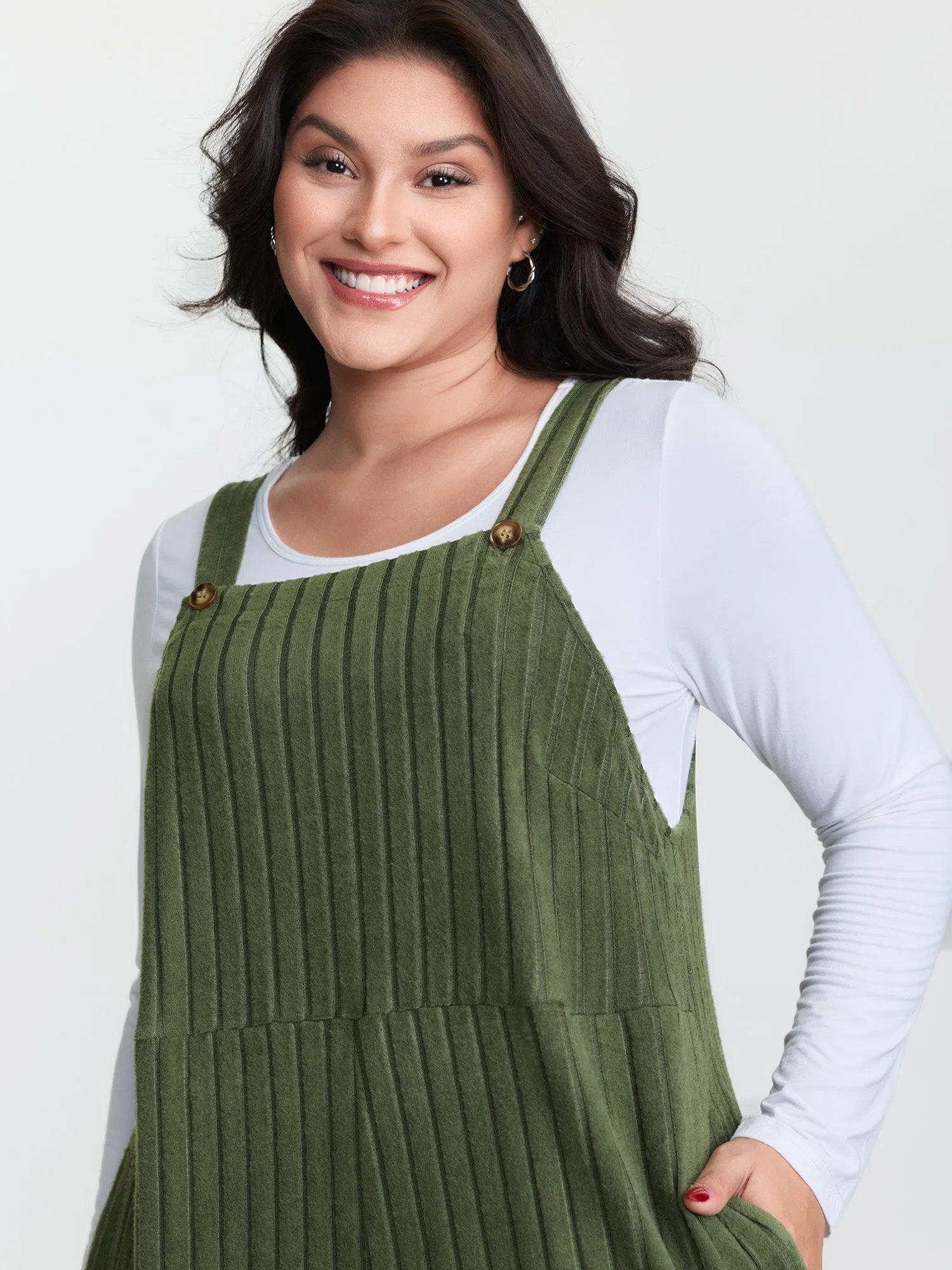 Textured Knit Adjustable Overall Jumpsuit sold by Bloomchic product image thumbnail 3