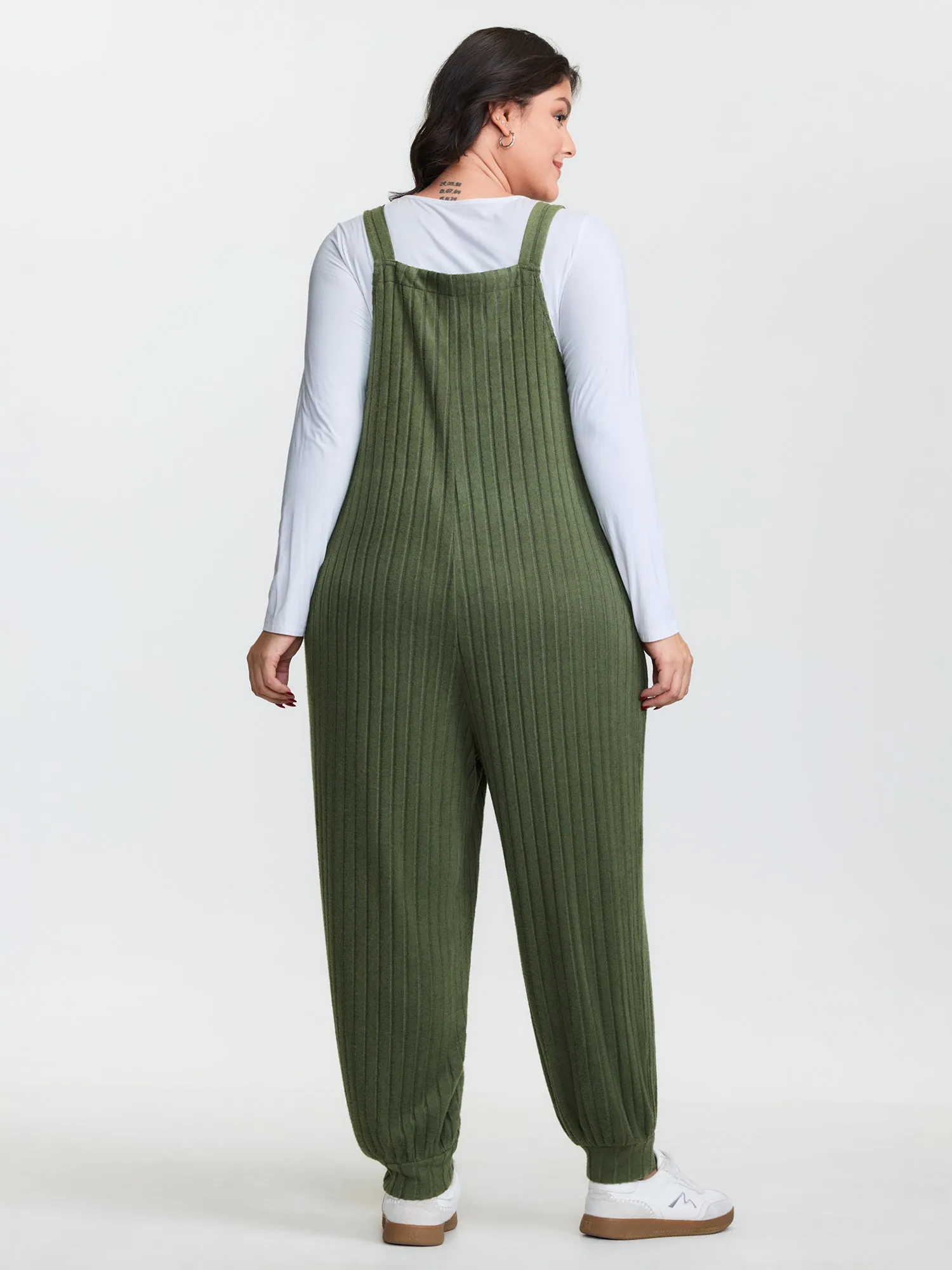 Textured Knit Adjustable Overall Jumpsuit sold by Bloomchic product image thumbnail 5