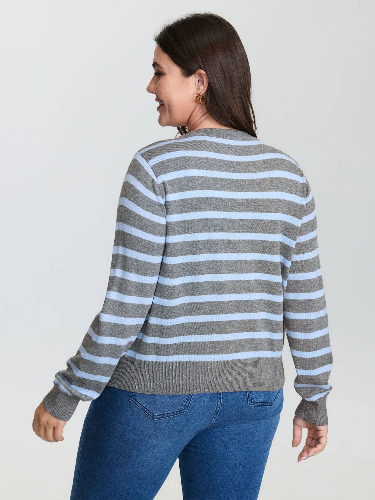 Striped Metallic Button Knit Cardigan sold by Bloomchic product image thumbnail 4