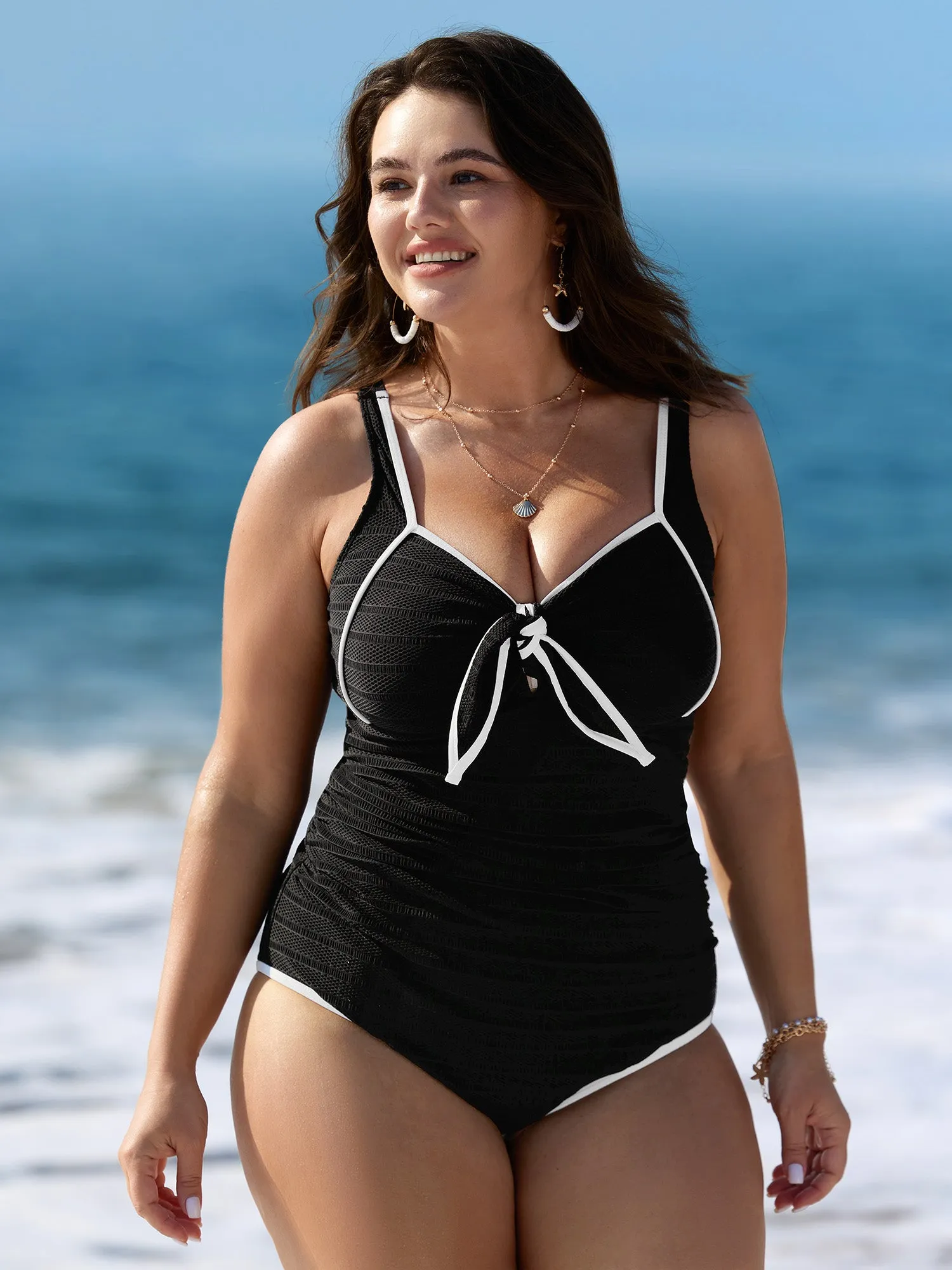 Shrink Pleat Tummy-Control One-Piece Swimsuit sold by Bloomchic product image thumbnail 4