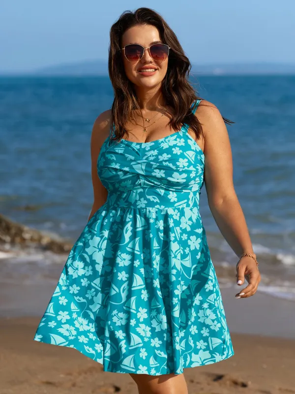Twist-Front Floral Print Swim Dress made by Bloomchic