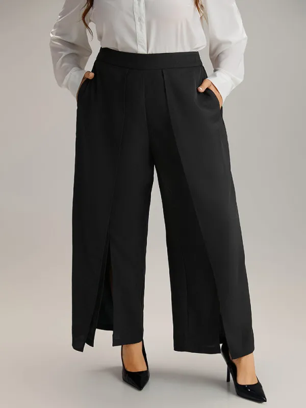 Plain High Rise Split Hem Pants sold by Bloomchic