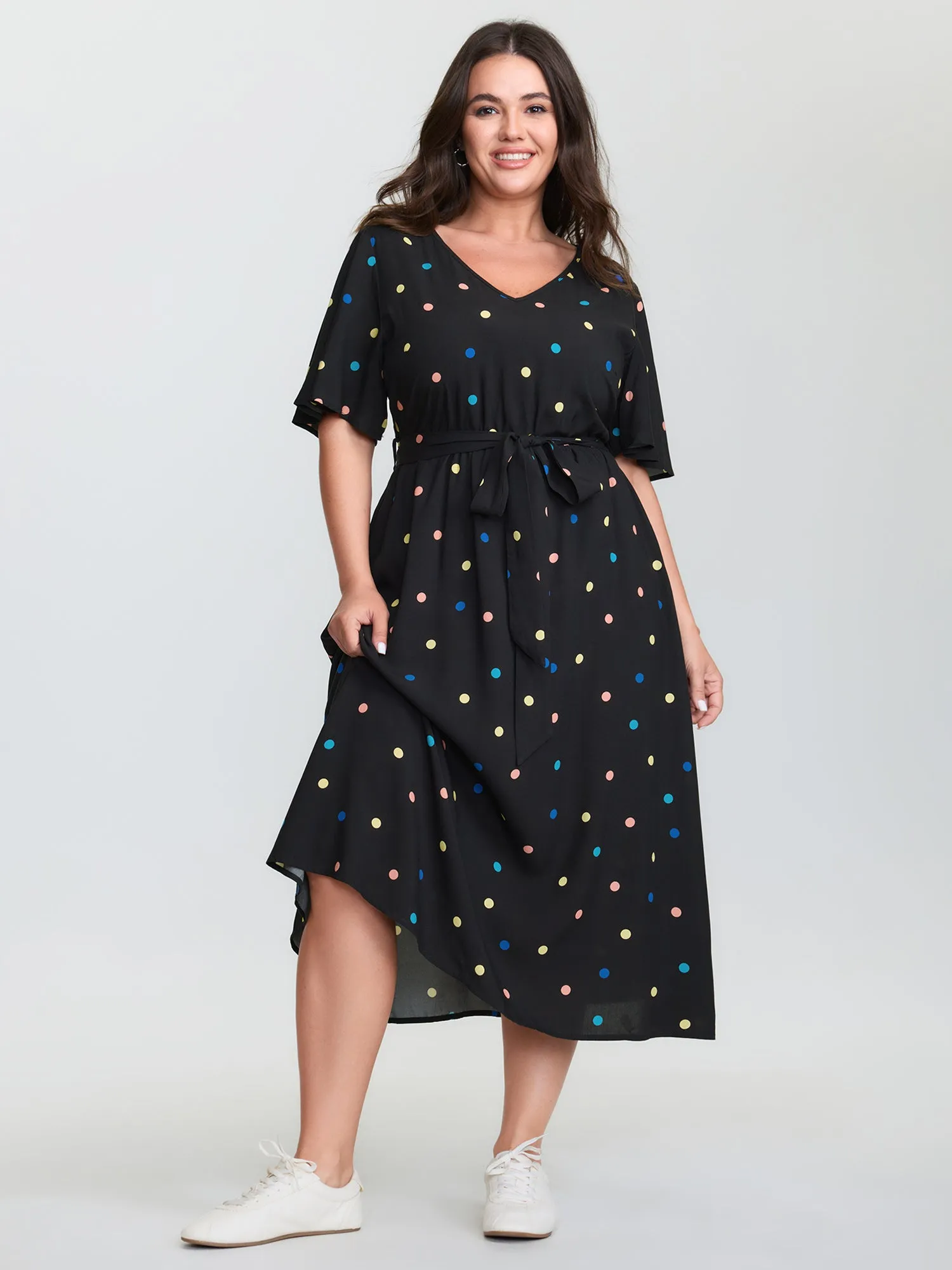 Colorful Polka Dots Belted Midi Dress sold by Bloomchic product image thumbnail 3