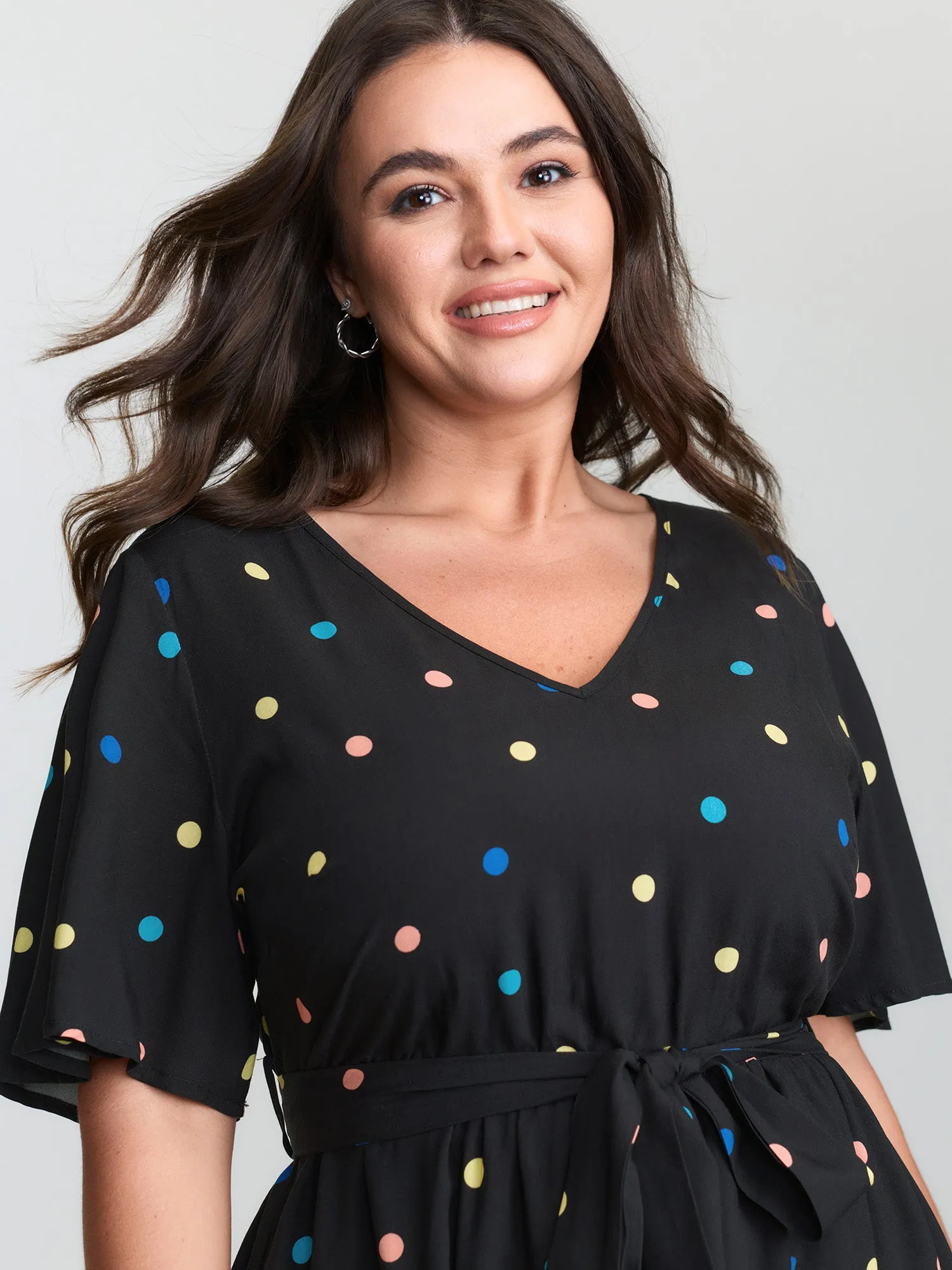 Colorful Polka Dots Belted Midi Dress sold by Bloomchic product image thumbnail 2
