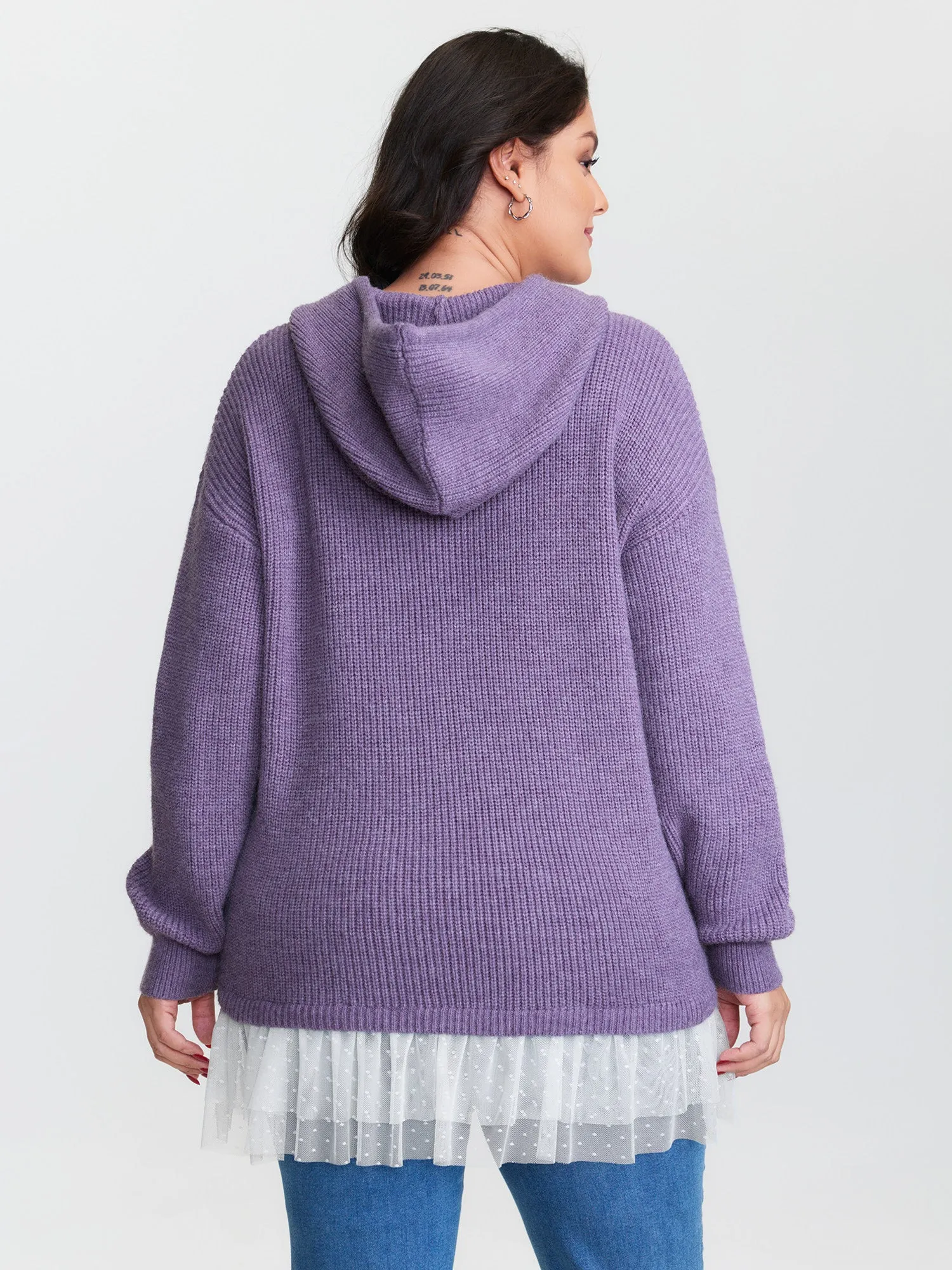 Textured Mesh Hooded Pullover sold by Bloomchic product image thumbnail 5