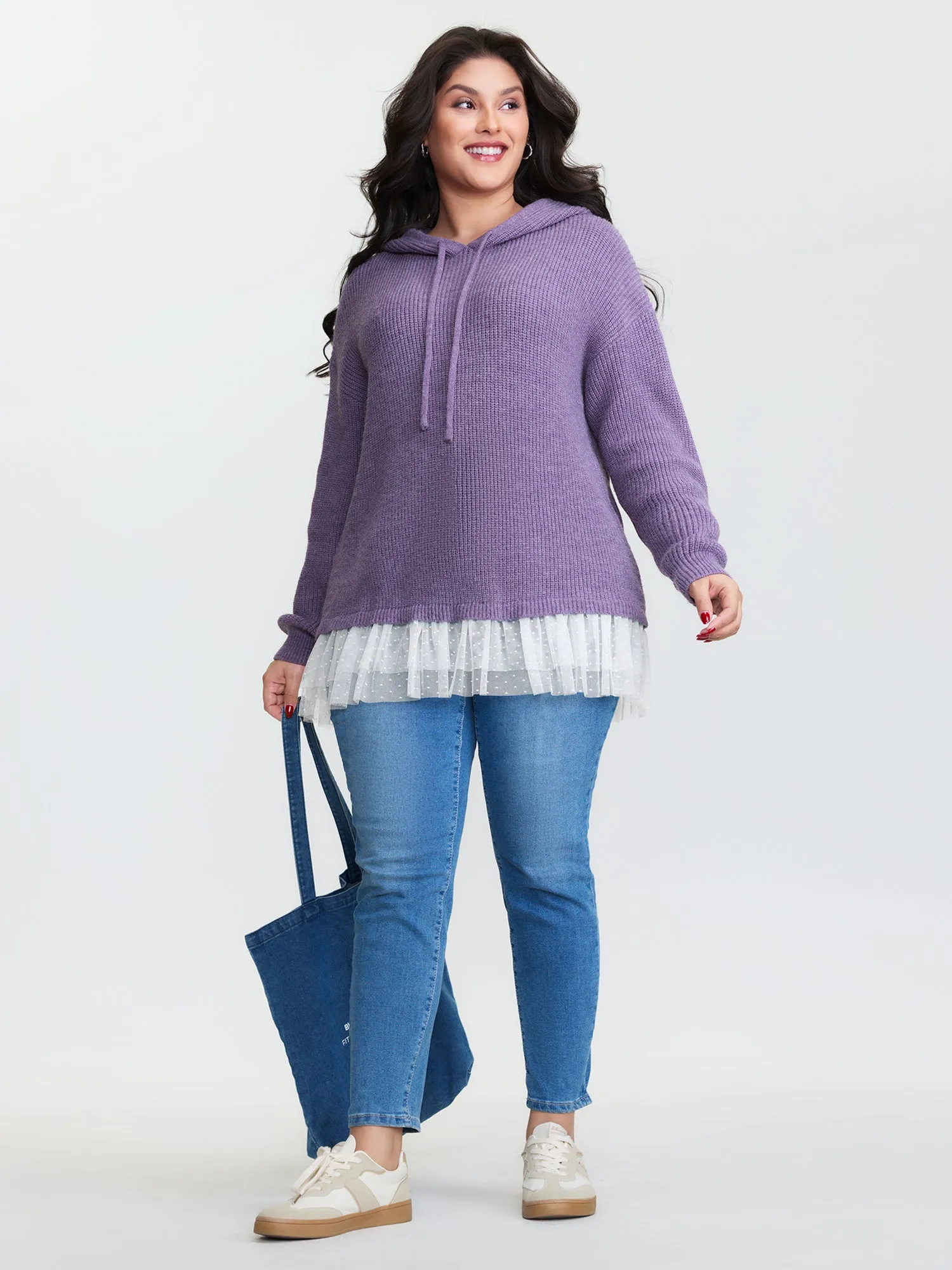 Textured Mesh Hooded Pullover sold by Bloomchic product image thumbnail 2