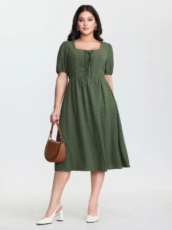 Cross-Tie Stretchy Waist Pocket Midi Dress sold by Bloomchic