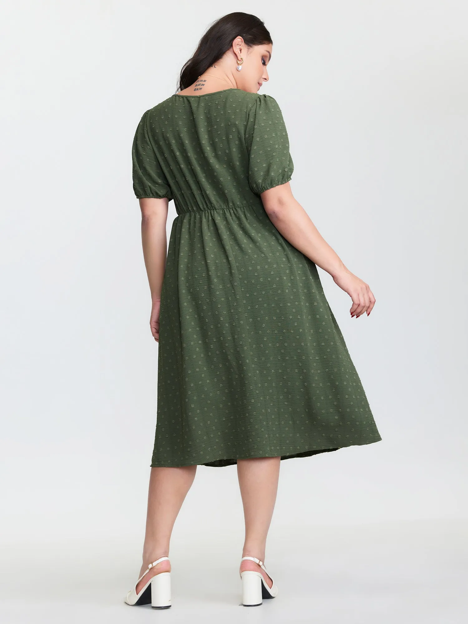 Cross-Tie Stretchy Waist Pocket Midi Dress sold by Bloomchic product image thumbnail 5