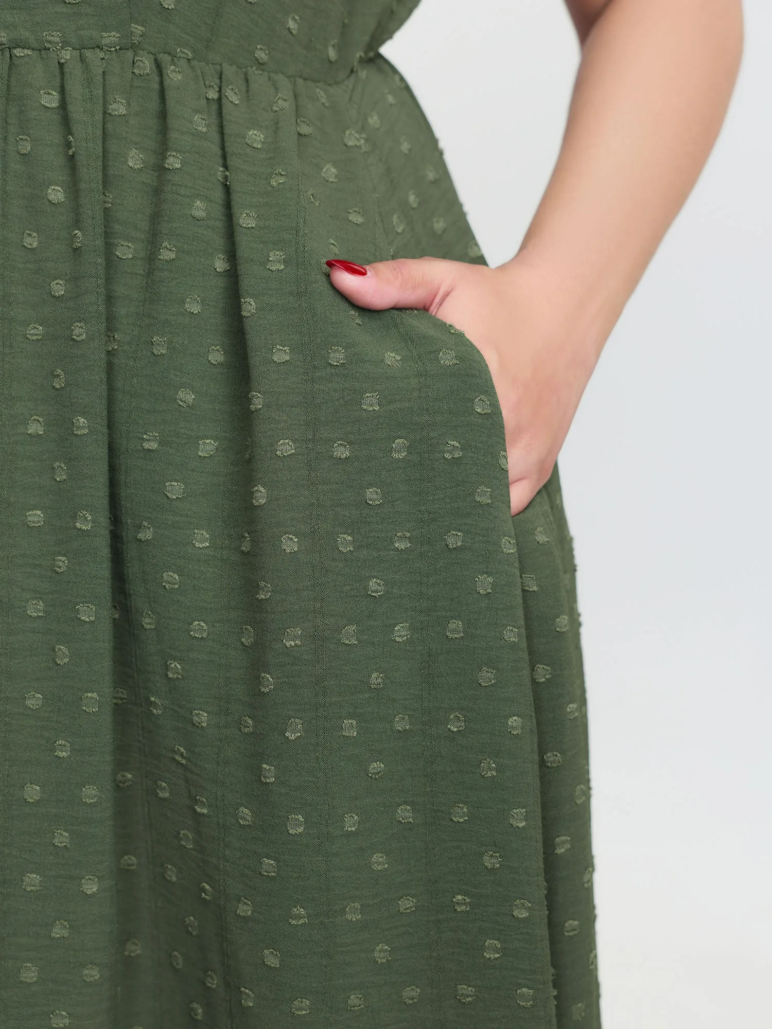 Cross-Tie Stretchy Waist Pocket Midi Dress sold by Bloomchic product image thumbnail 4