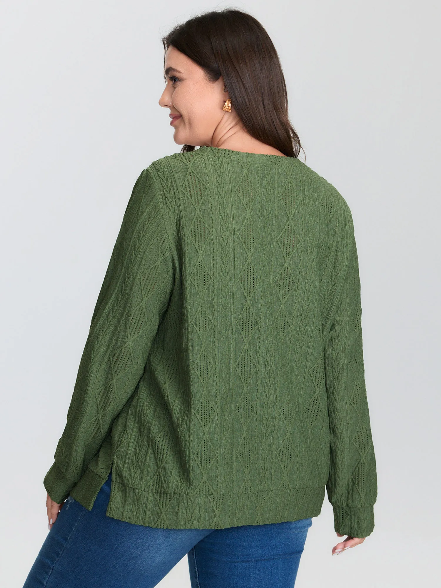 Textured V-Neck Stretchy Hem T-Shirt sold by Bloomchic product image thumbnail 5