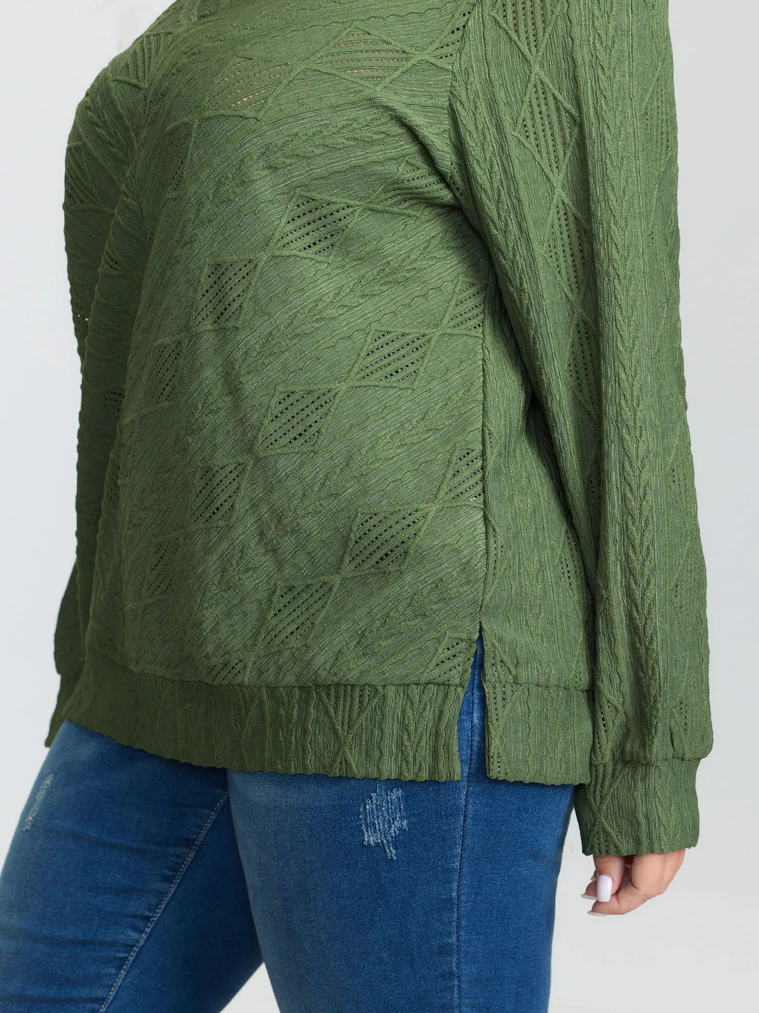 Textured V-Neck Stretchy Hem T-Shirt sold by Bloomchic product image thumbnail 4