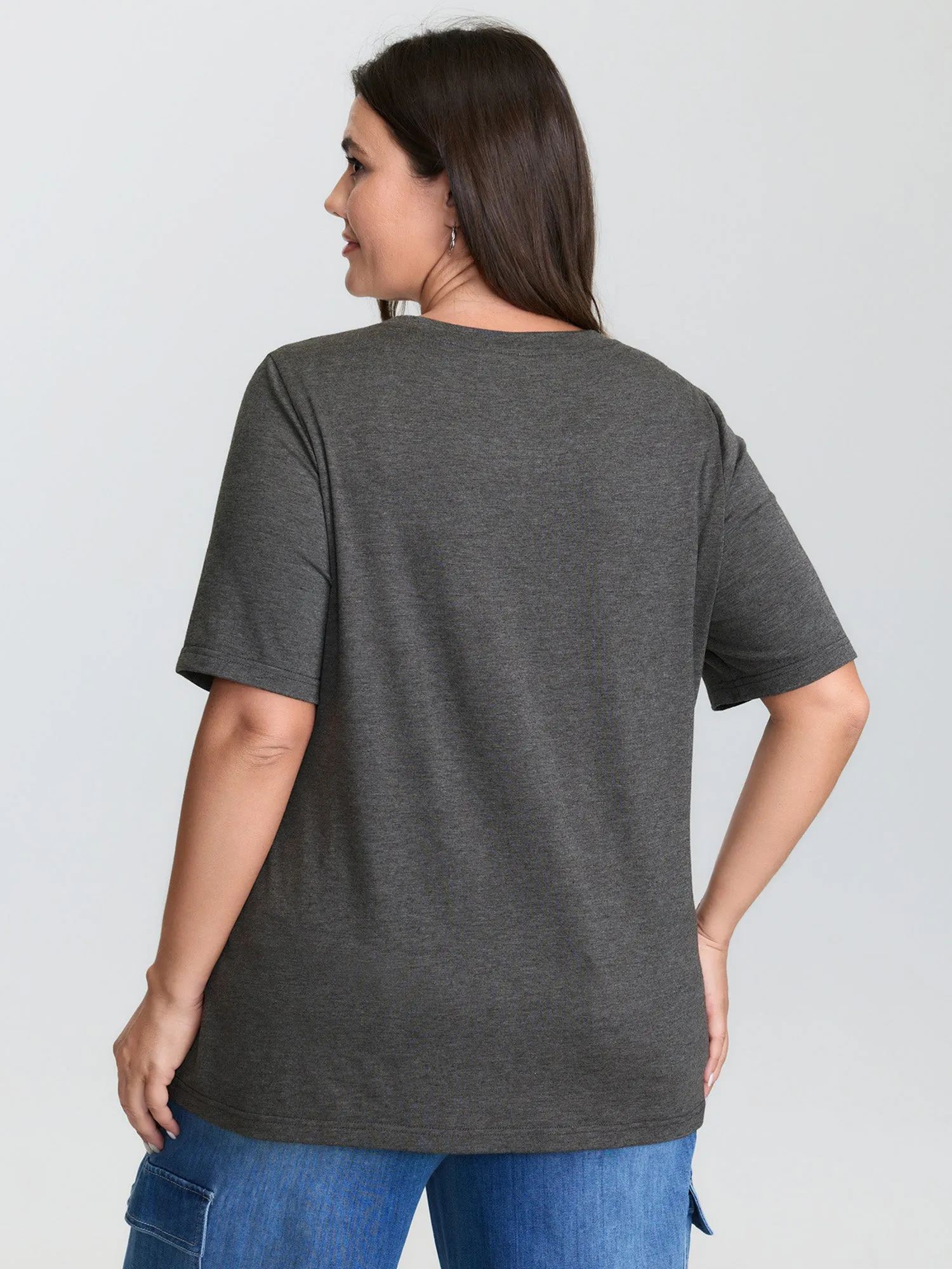 Floral Print Stretchy Round Neck T-Shirt sold by Bloomchic product image thumbnail 5