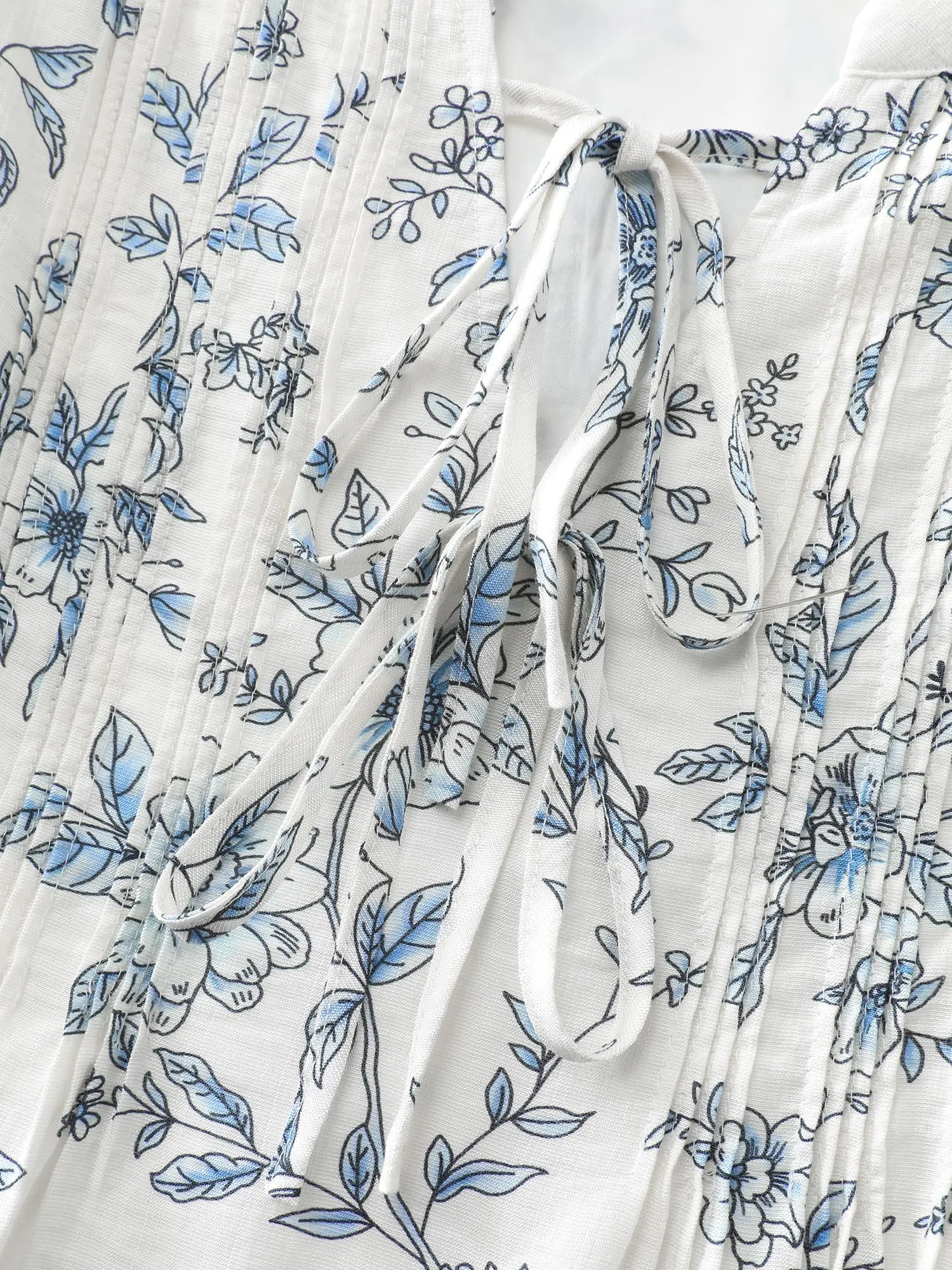 Floral Print Neckline Tie Blouse sold by Bloomchic product image thumbnail 5