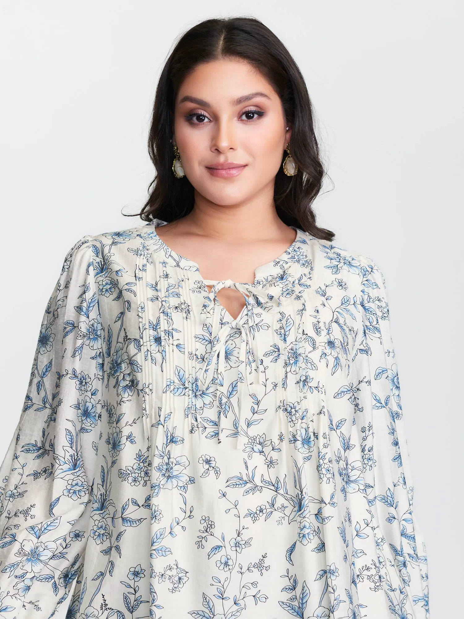 Floral Print Neckline Tie Blouse sold by Bloomchic product image thumbnail 3