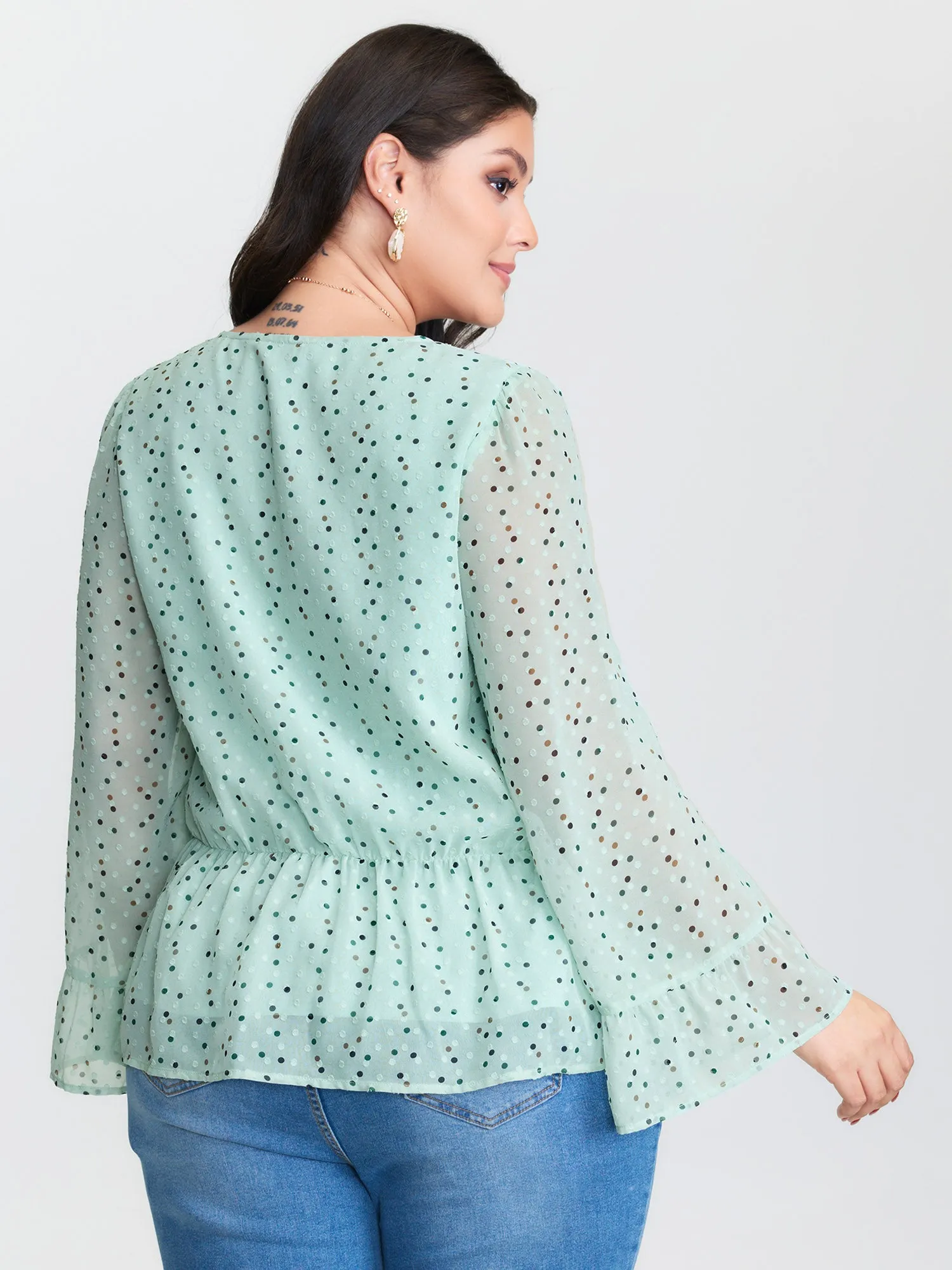 Polka Dots Waist-Tie V-Neck Blouse sold by Bloomchic product image thumbnail 5