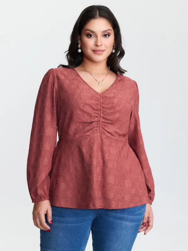 Ruched Bodice Textured Adjustable Knit Top sold by Bloomchic