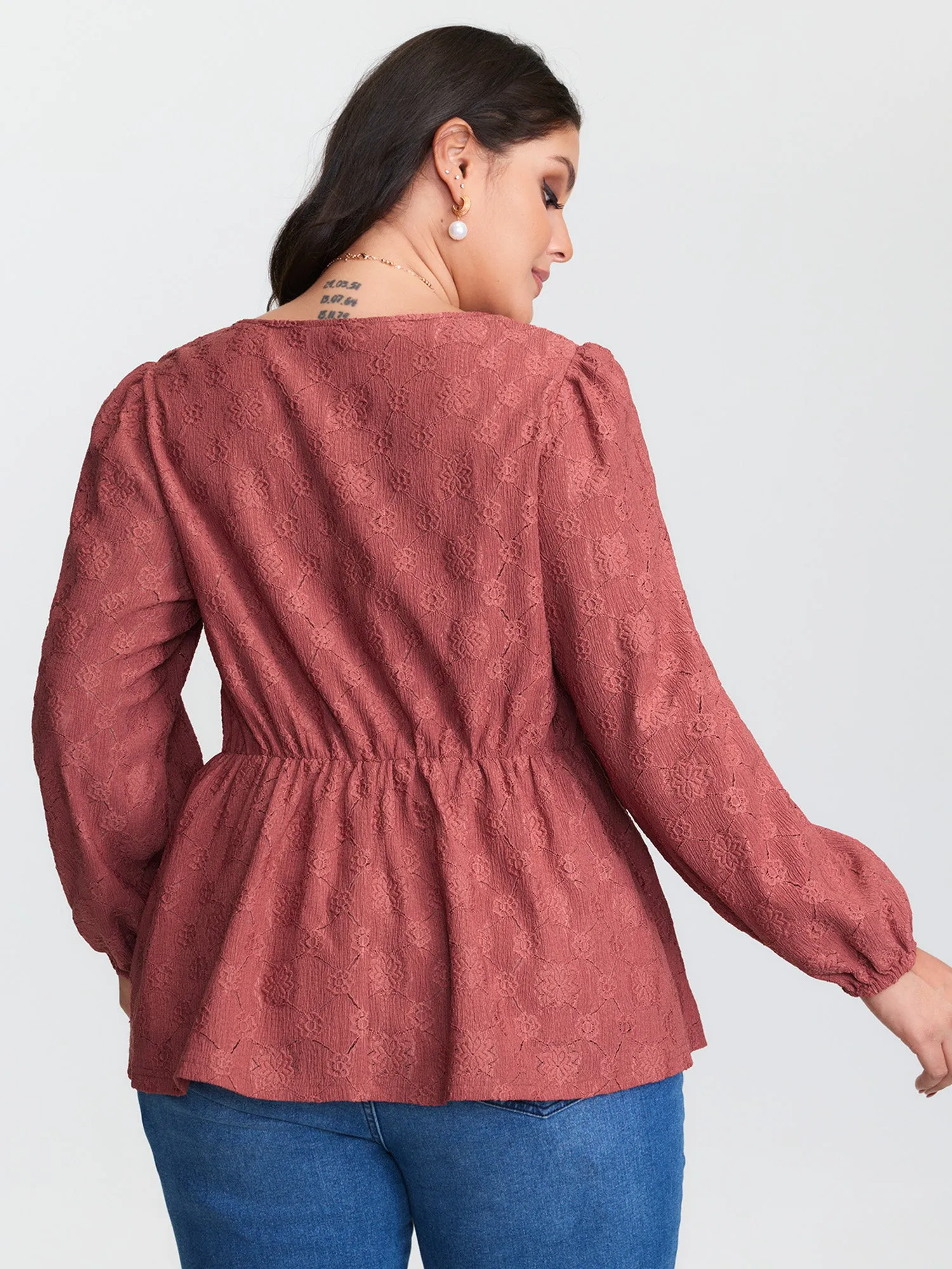 Ruched Bodice Textured Adjustable Knit Top sold by Bloomchic product image thumbnail 4