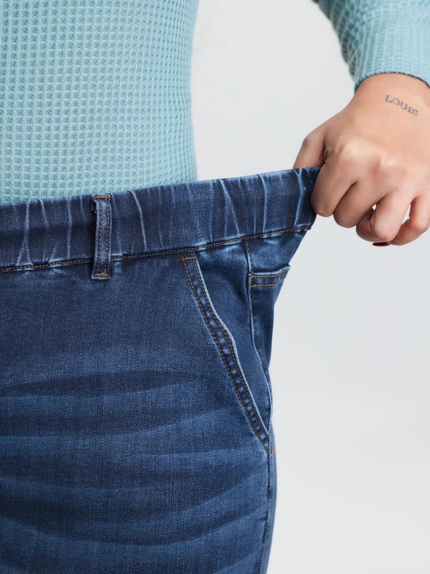 Pull-On Stretchy Boyfriend Jeans sold by Bloomchic product image thumbnail 4