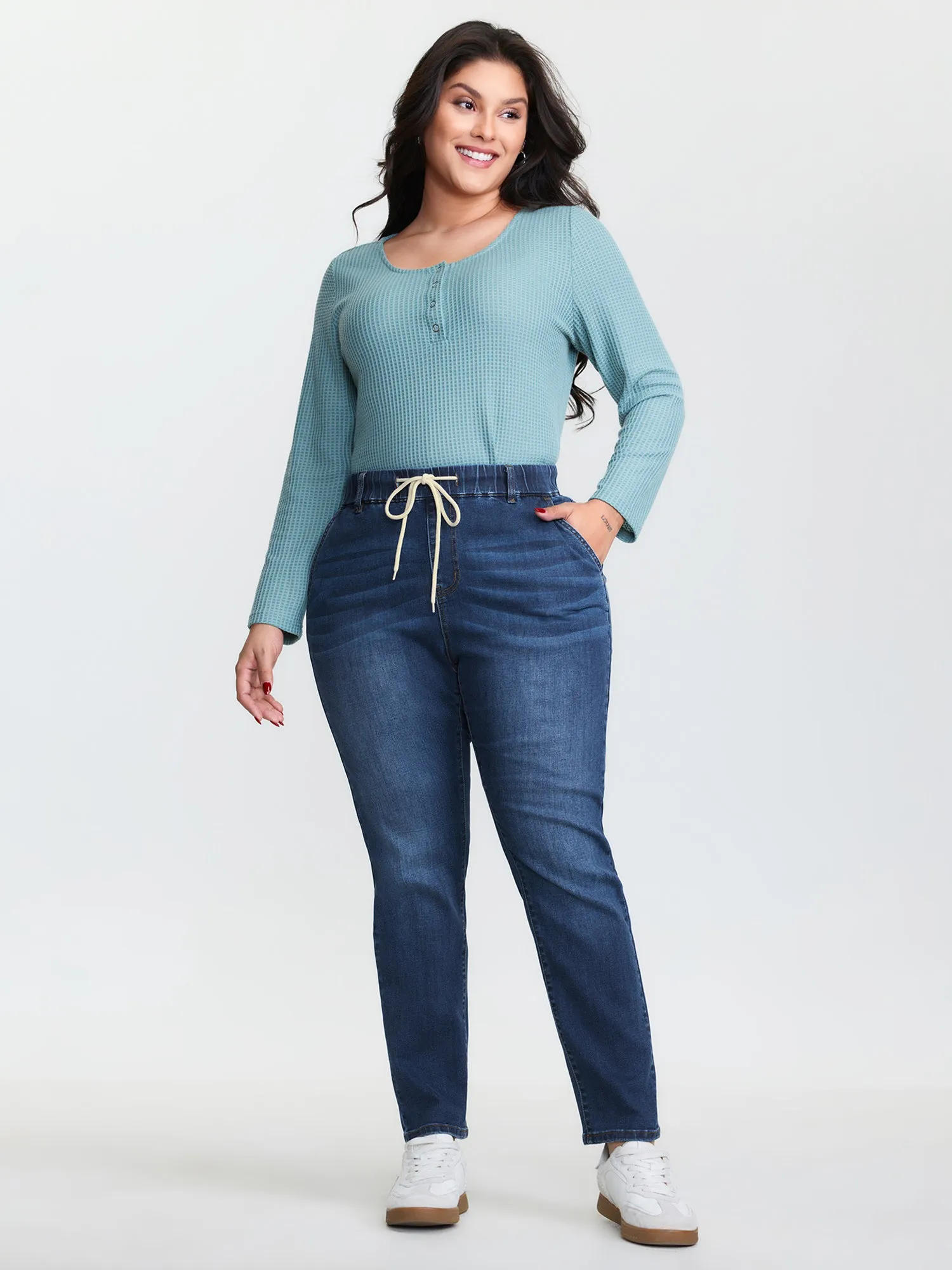 Pull-On Stretchy Boyfriend Jeans sold by Bloomchic product image thumbnail 2