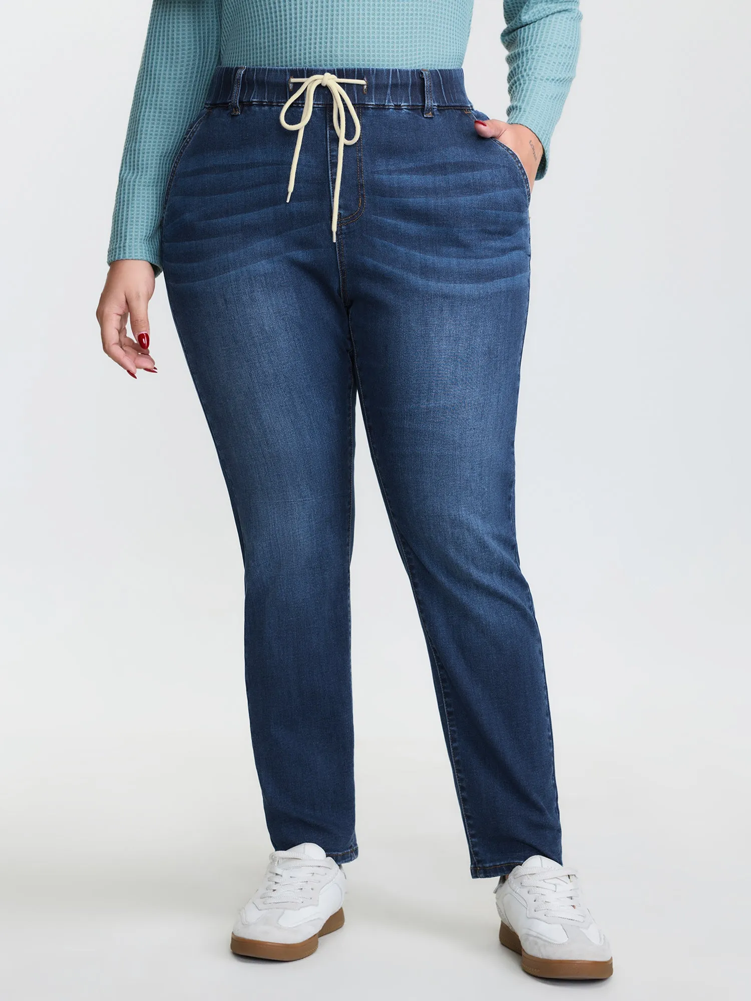 Pull-On Stretchy Boyfriend Jeans sold by Bloomchic