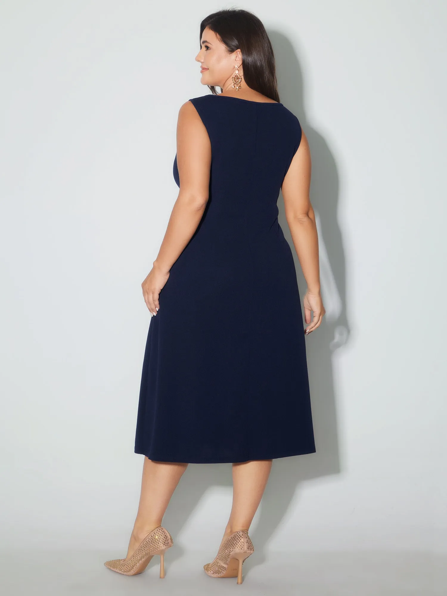 Sequin Sheer Neckline Cut-Out Midi Dress sold by Bloomchic product image thumbnail 4