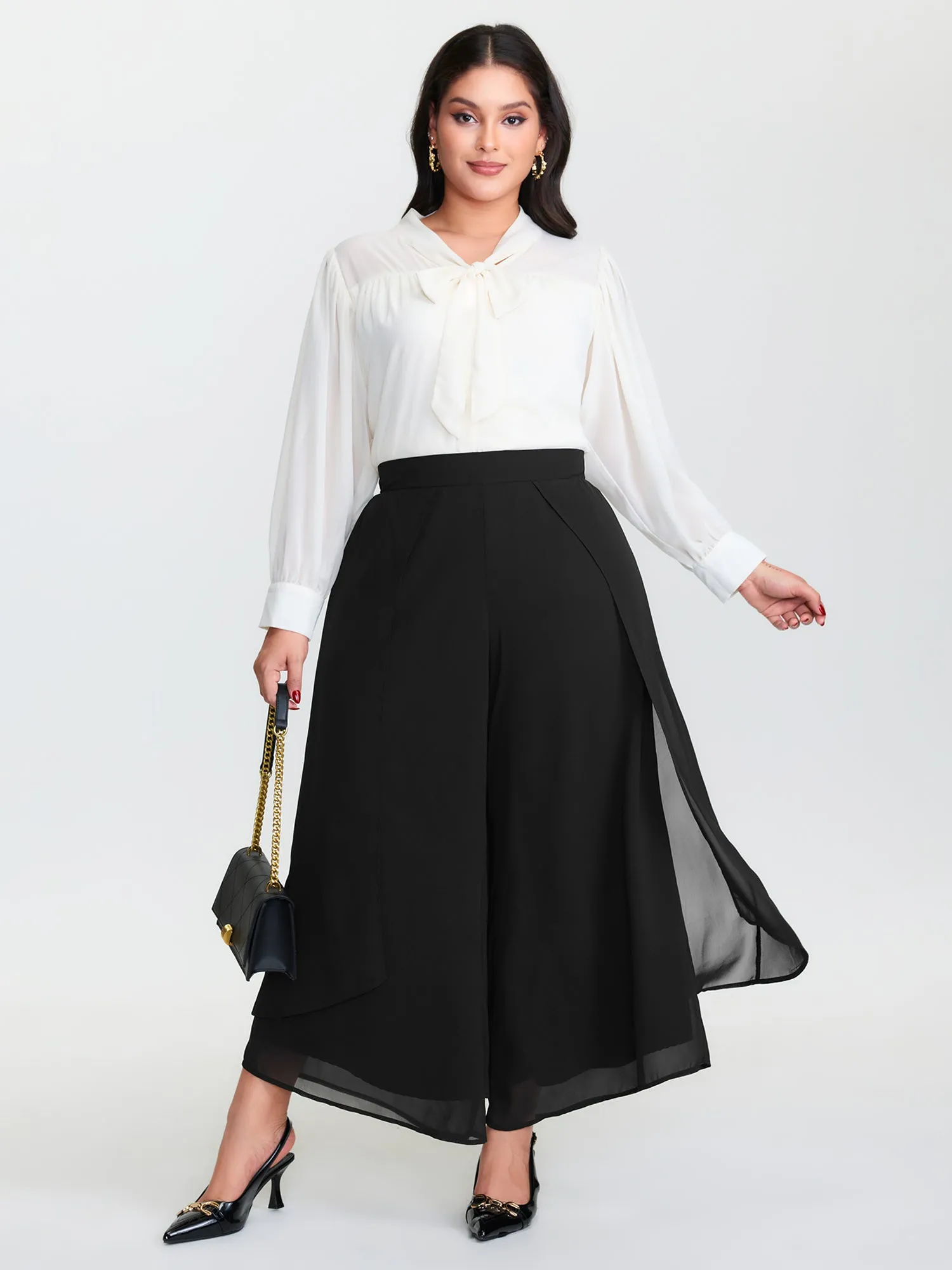 Chiffon Stretchy Waist Flowy Pants sold by Bloomchic product image thumbnail 2