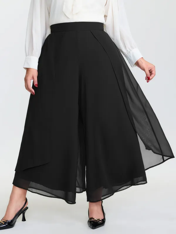 Chiffon Stretchy Waist Flowy Pants made by Bloomchic