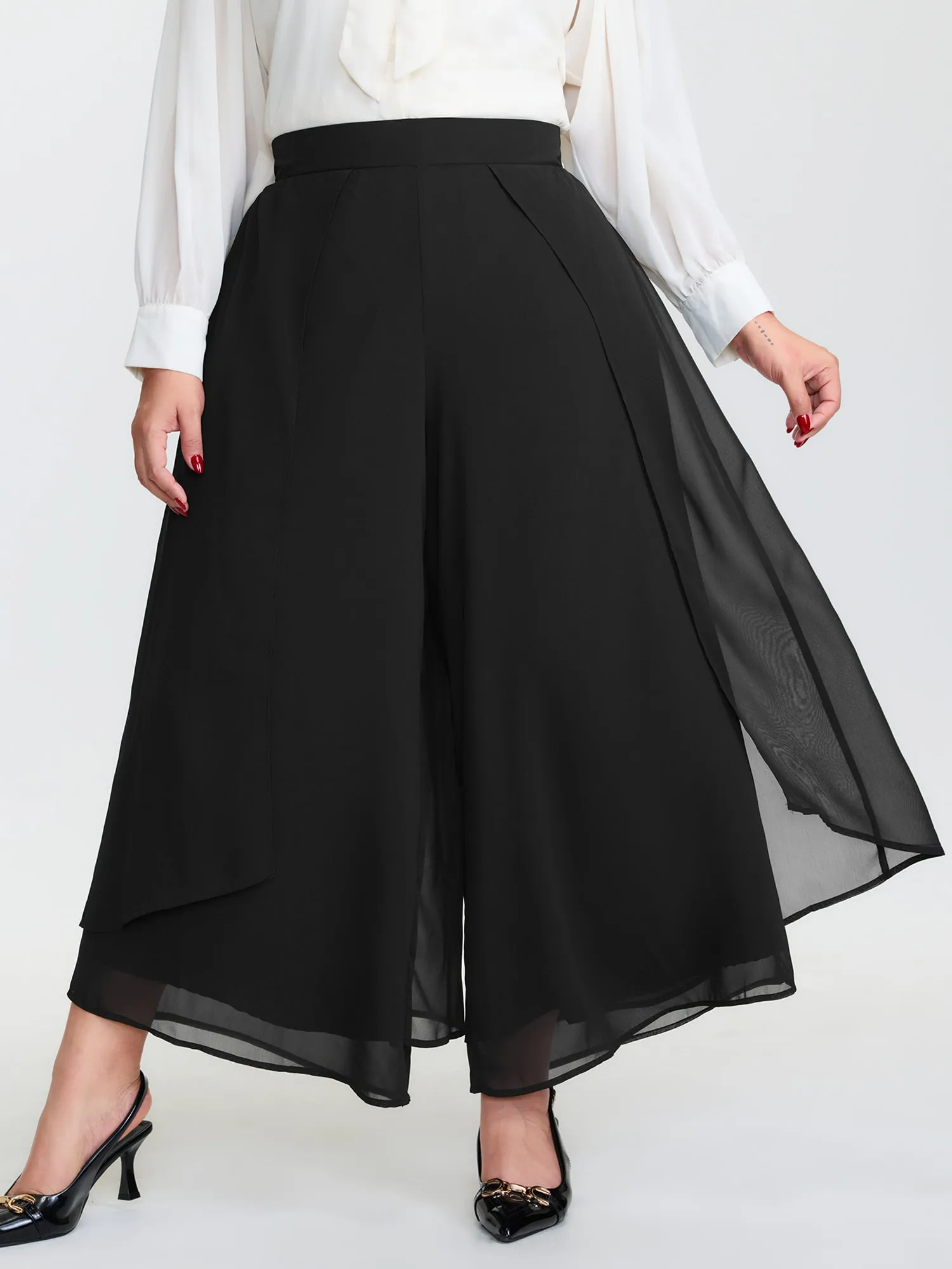 Chiffon Stretchy Waist Flowy Pants sold by Bloomchic