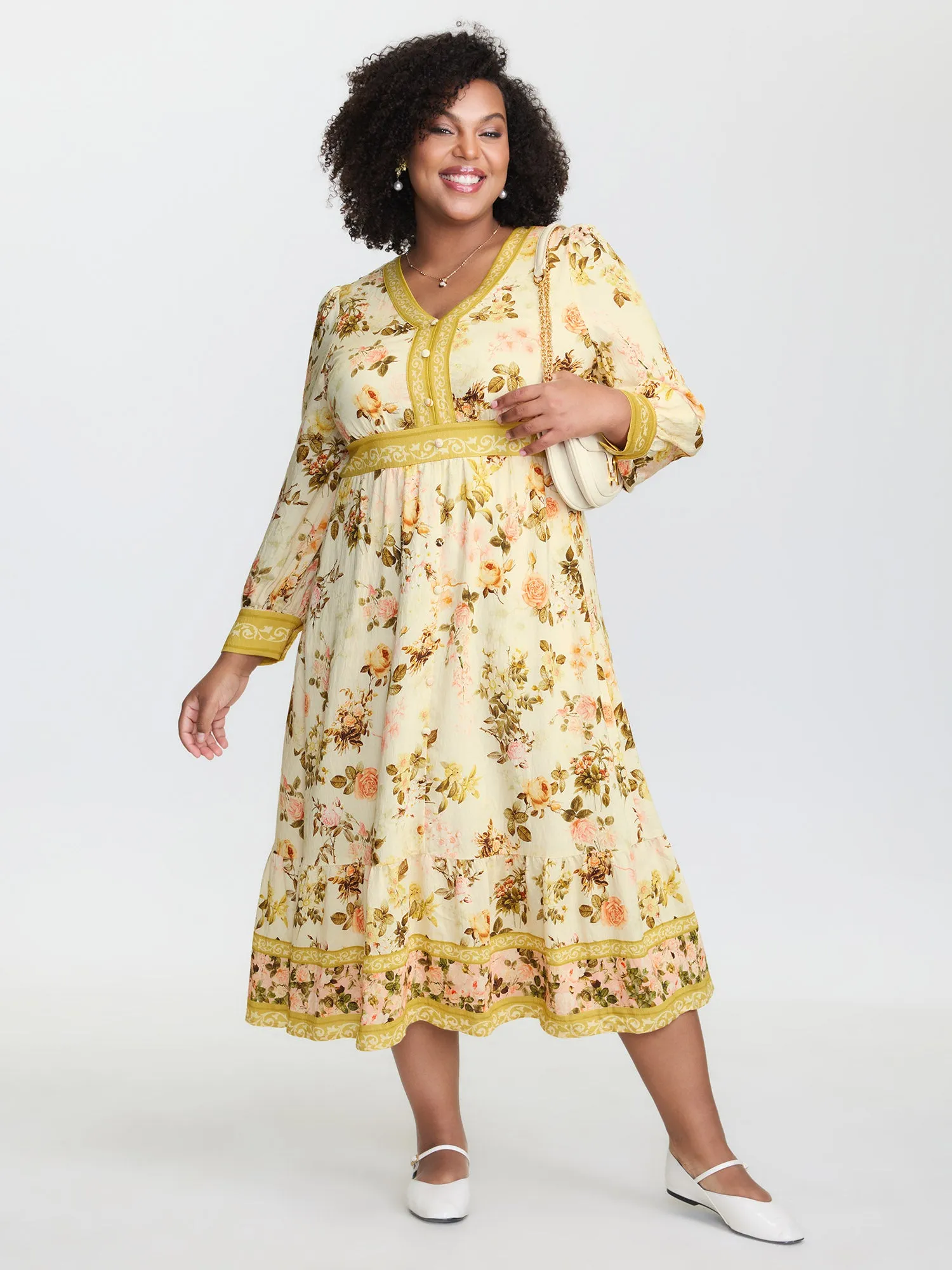 Sunkissed Floral Color Contrast Midi Dress sold by Bloomchic