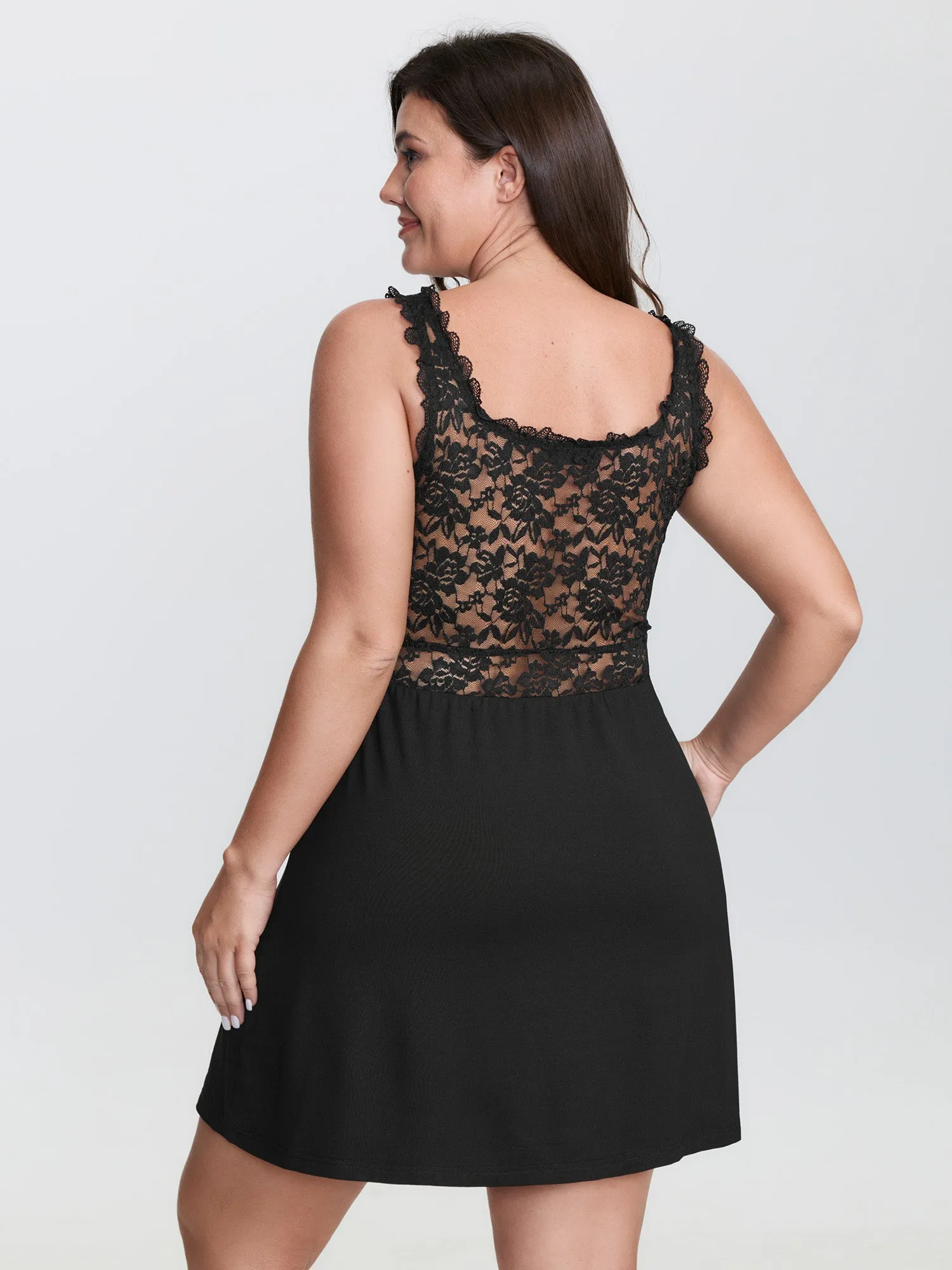Lace Trim Semi-Sheer Waist Sleep Dress sold by Bloomchic product image thumbnail 2