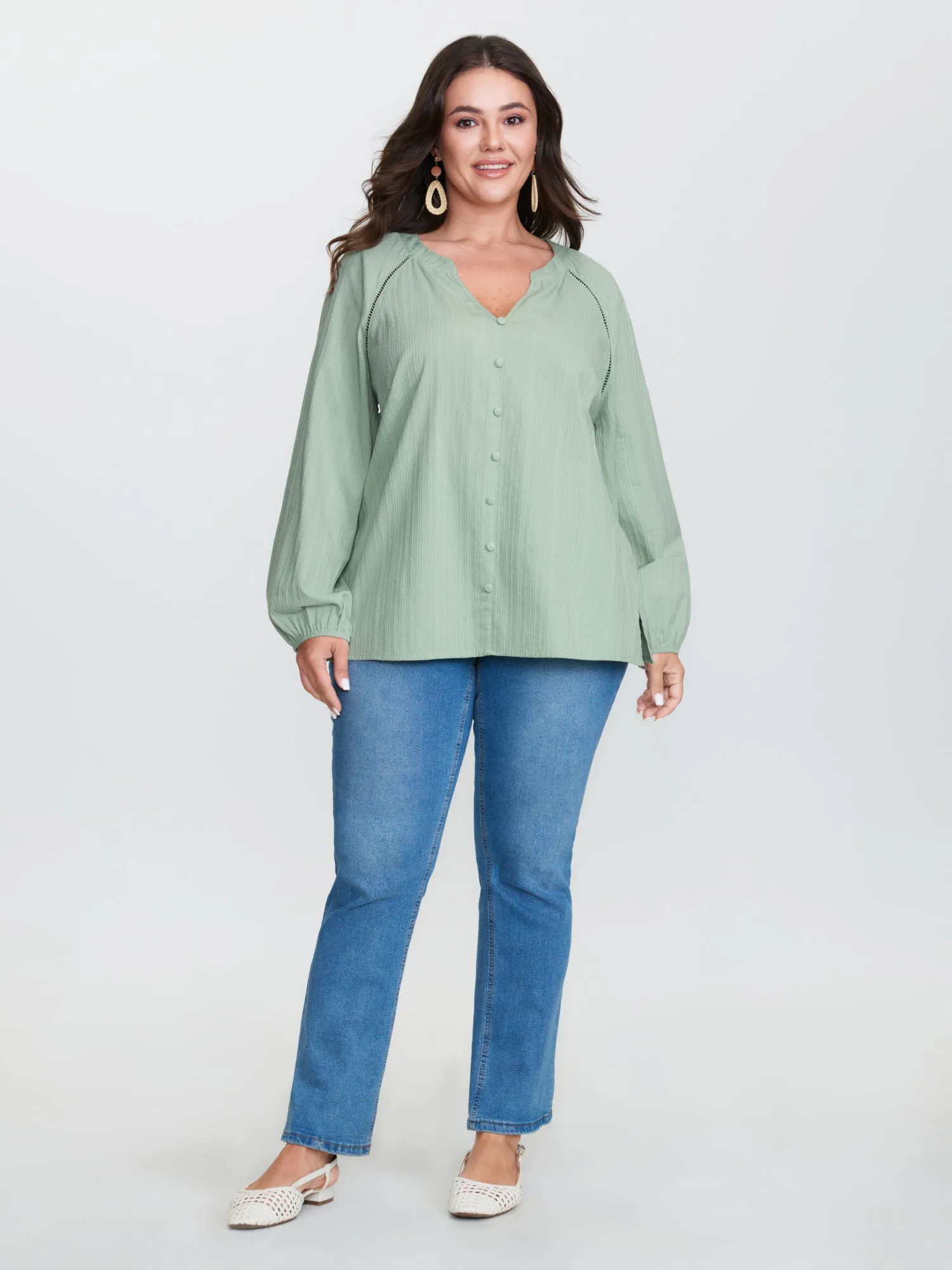 Pure Cotton Webbing Cut-Out Blouse sold by Bloomchic product image thumbnail 3