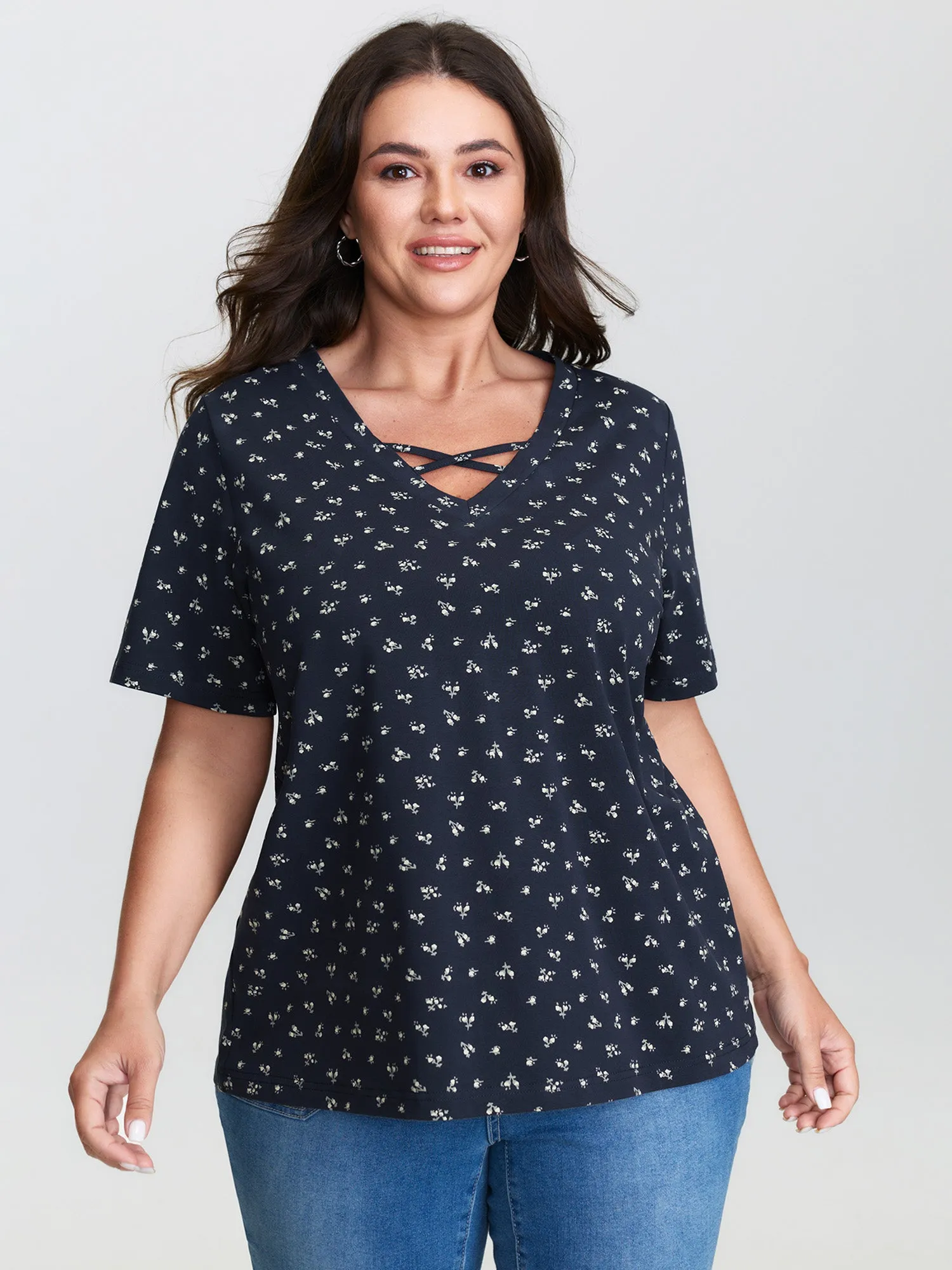 Cotton Spring Things Neckline Cut-Out T-Shirt sold by Bloomchic product image thumbnail 3