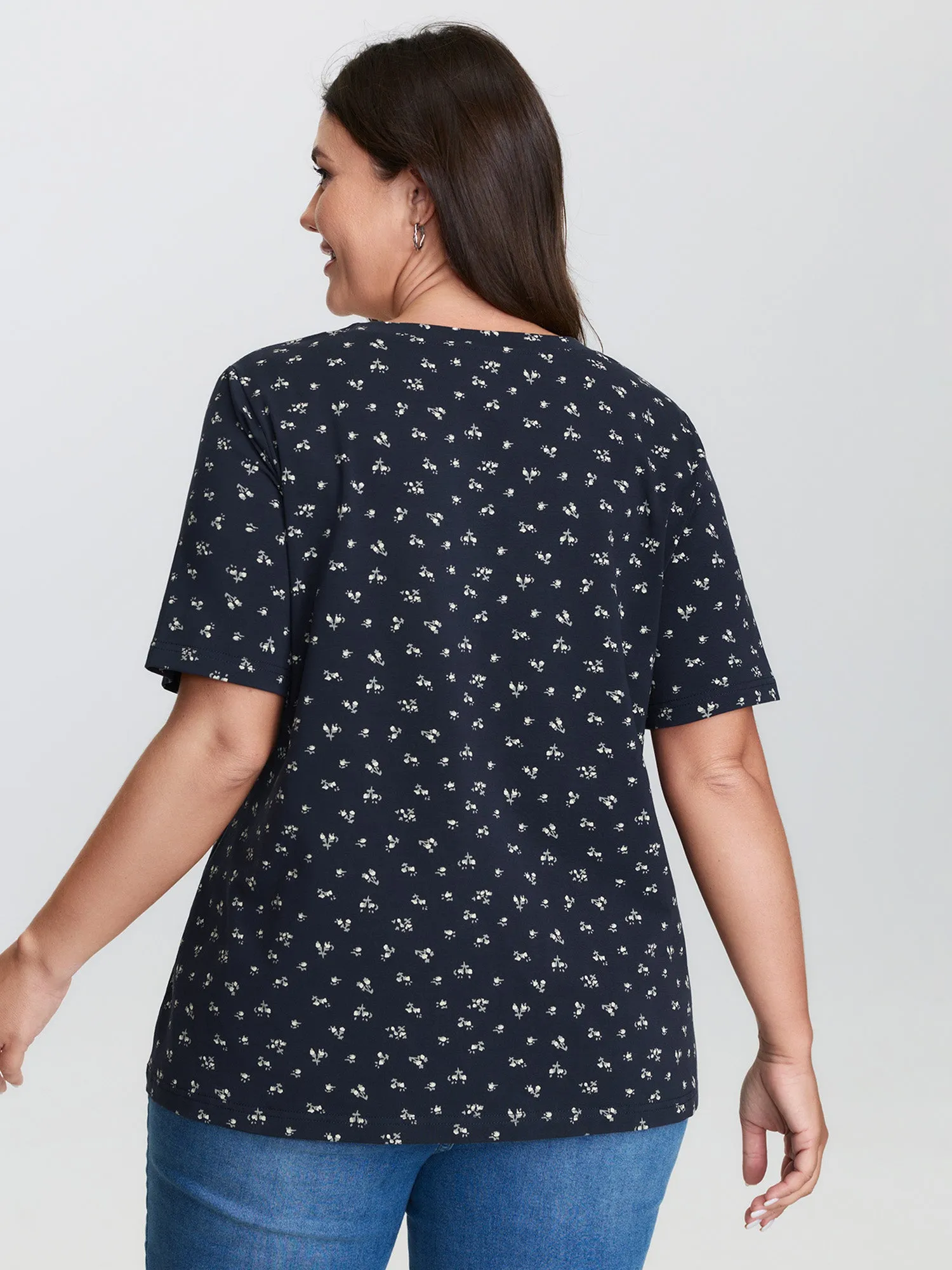 Cotton Spring Things Neckline Cut-Out T-Shirt sold by Bloomchic product image thumbnail 4