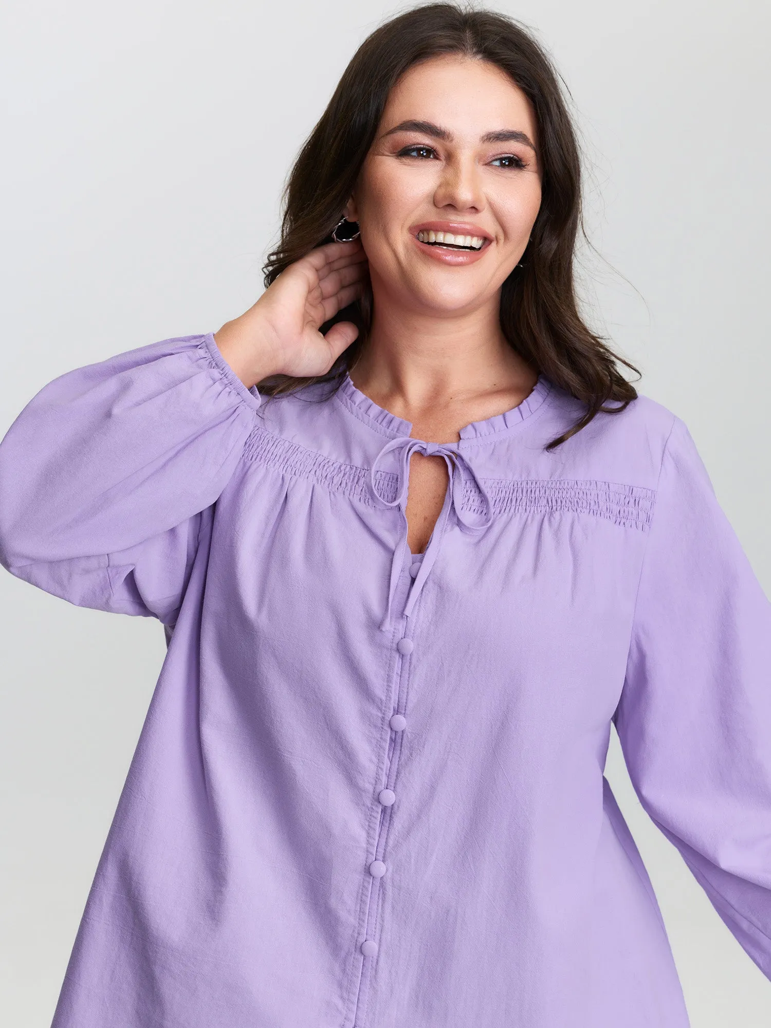 Pure Cotton Shirred Button Down Shirt sold by Bloomchic product image thumbnail 2